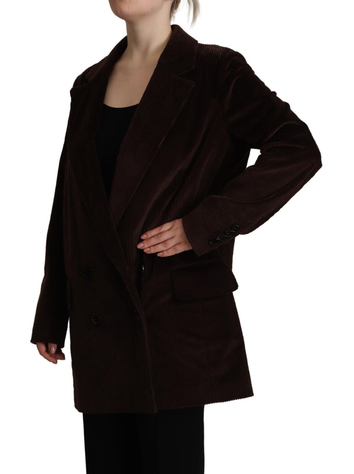 Dolce & Gabbana Bordeaux Corduroy Cotton Blazer Oversized Women's Jacket
