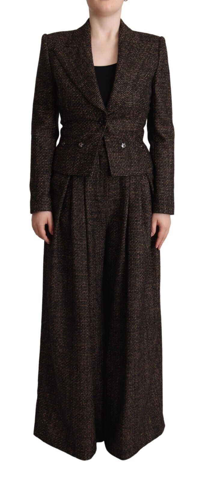 Dolce & Gabbana Dark Brown Wool Single Breasted 2 Pc Jacket Women's Pants