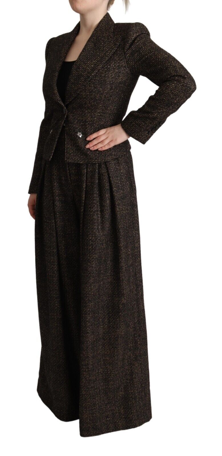 Dolce & Gabbana Dark Brown Wool Single Breasted 2 Pc Jacket Women's Pants