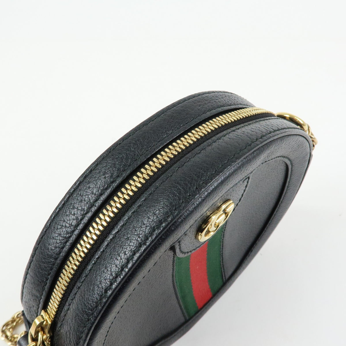 Gucci Ophidia Round Leather Black Leather Shoulder Bag Bag (Pre-Owned)