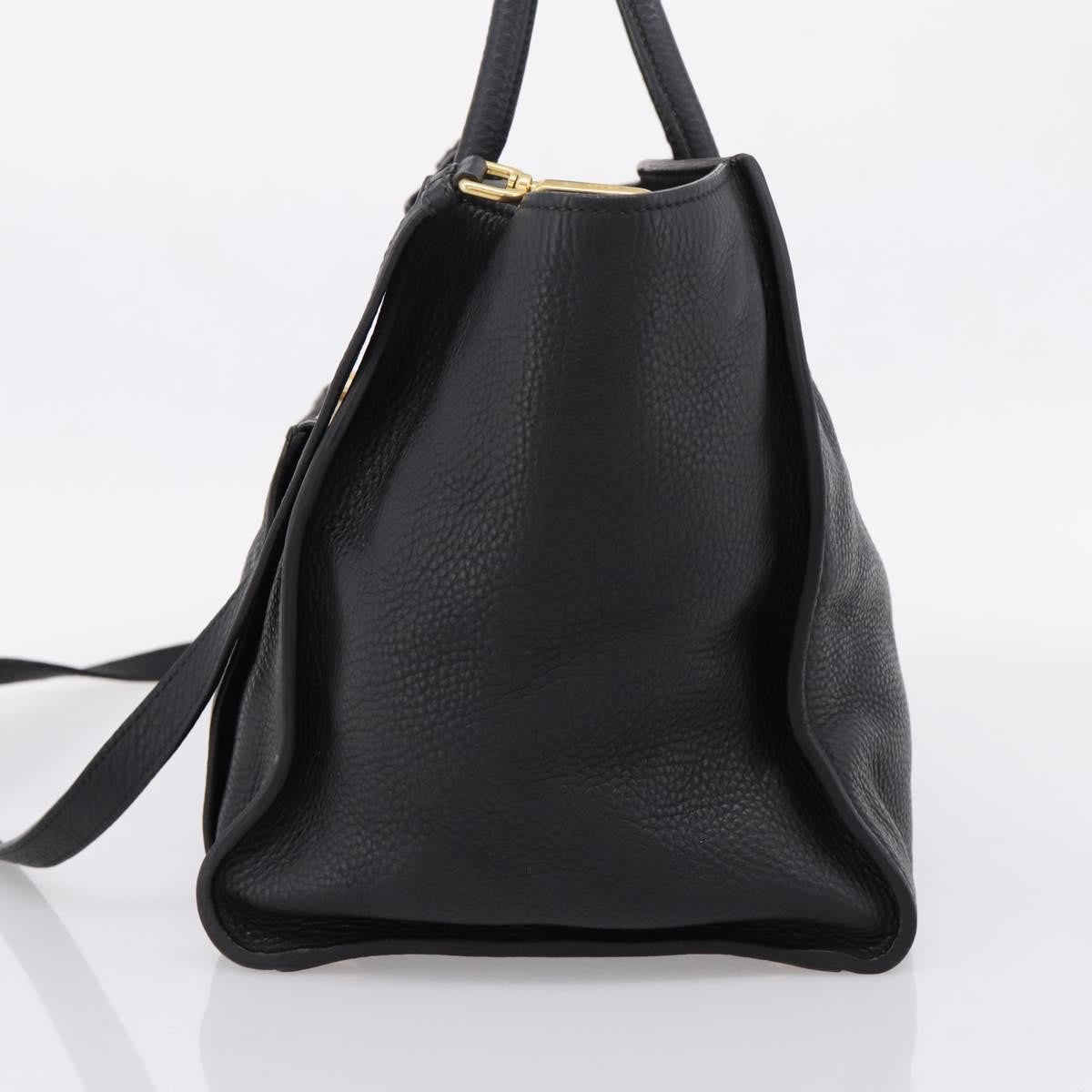 Prada Front Pocket Convertible Vitello Daino Black Leather Tote Bag Bag (Pre-Owned)