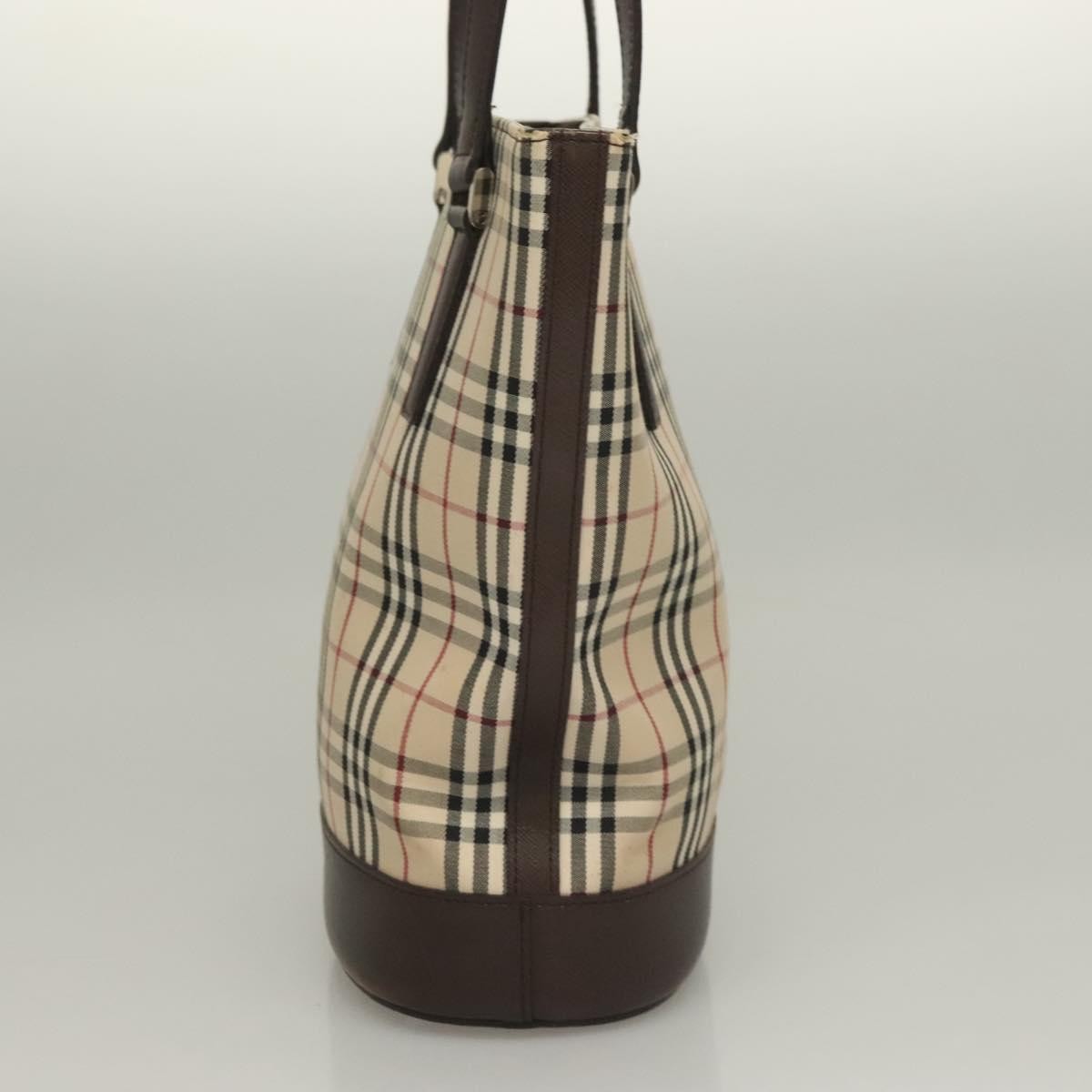 Burberry Nova Check Tote Canvas Check Pattern Beige Canvas Tote Bag Bag (Pre-Owned)