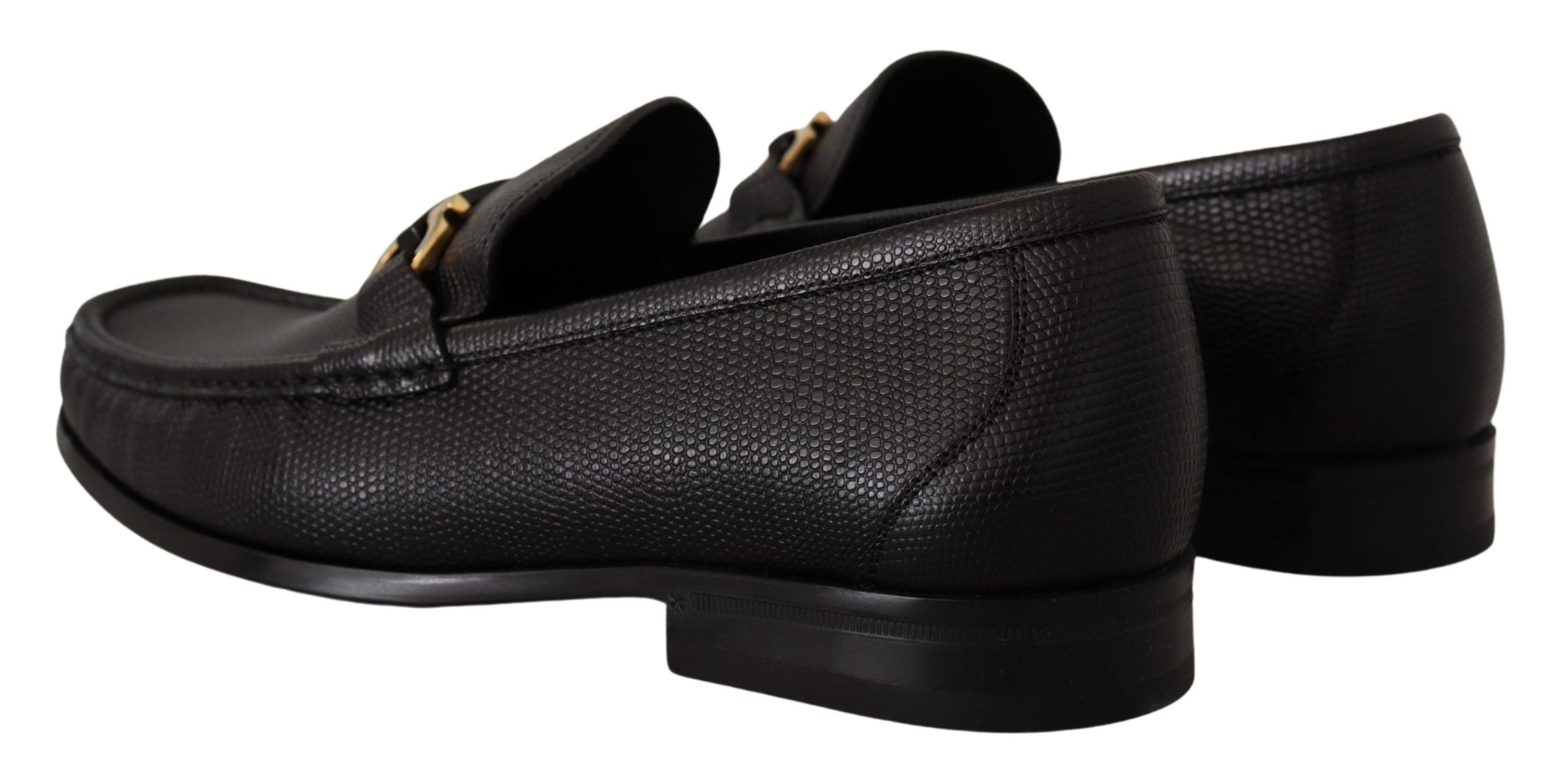 Salvatore Ferragamo Black Calf Leather Moccasins Loafers Men's Shoes