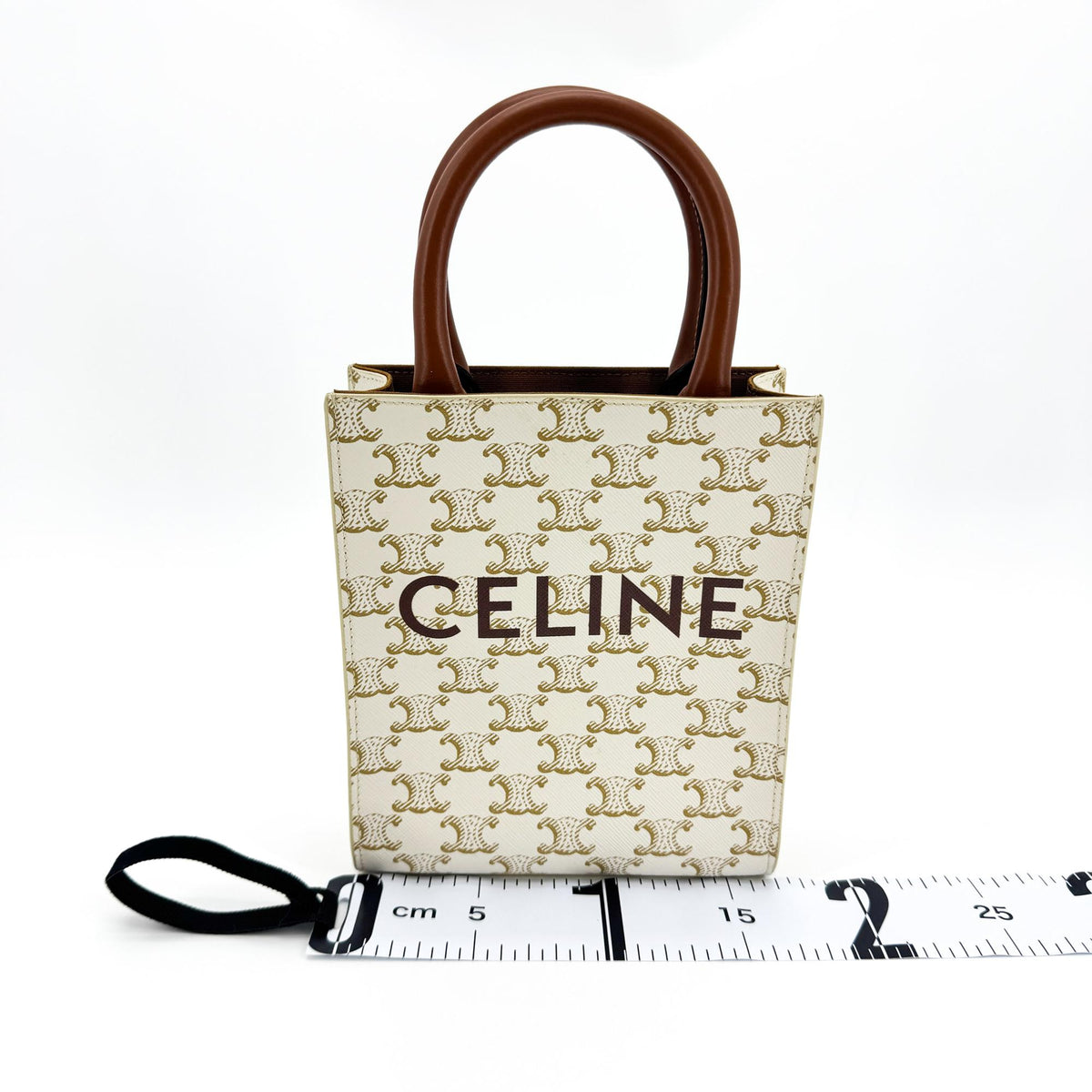 Celine Vertical Cabas Triomphe Coated Canvas White Canvas Tote Bag Bag (Pre-Owned)