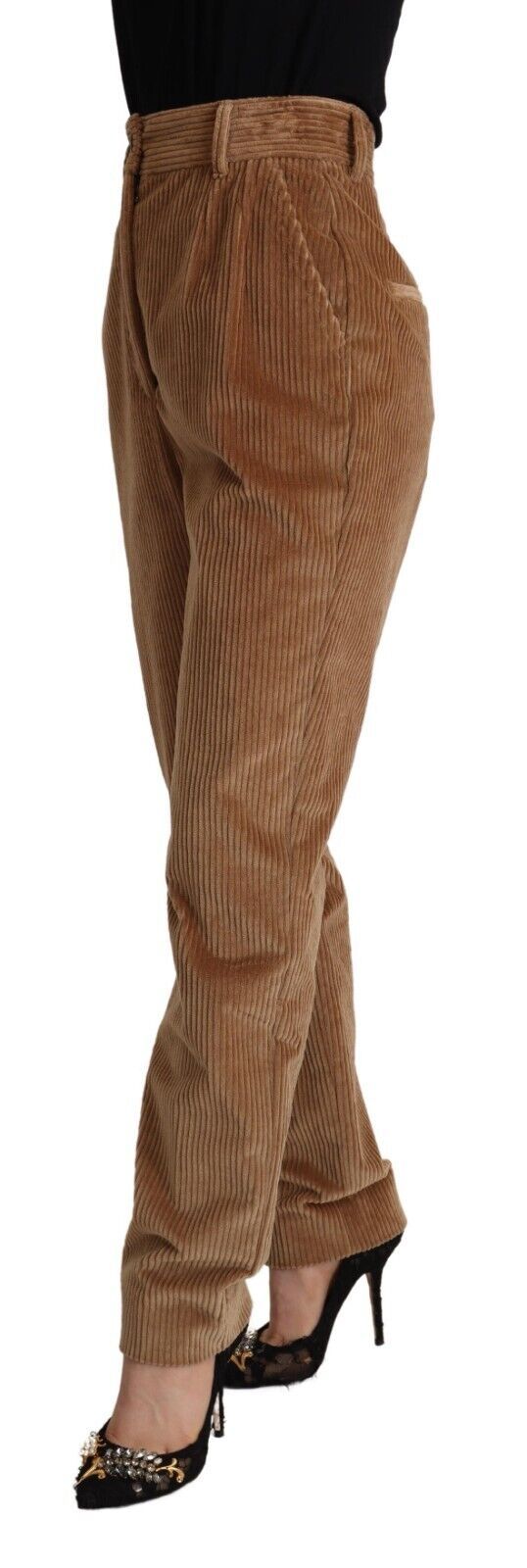 Dolce & Gabbana Brown Cotton Corduroy High Waist Skinny Women's Pants