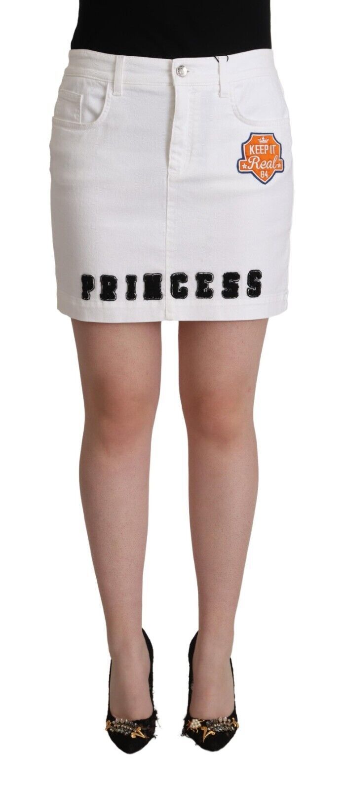 Dolce & Gabbana Chic Embellished White Denim Mini Women's Skirt