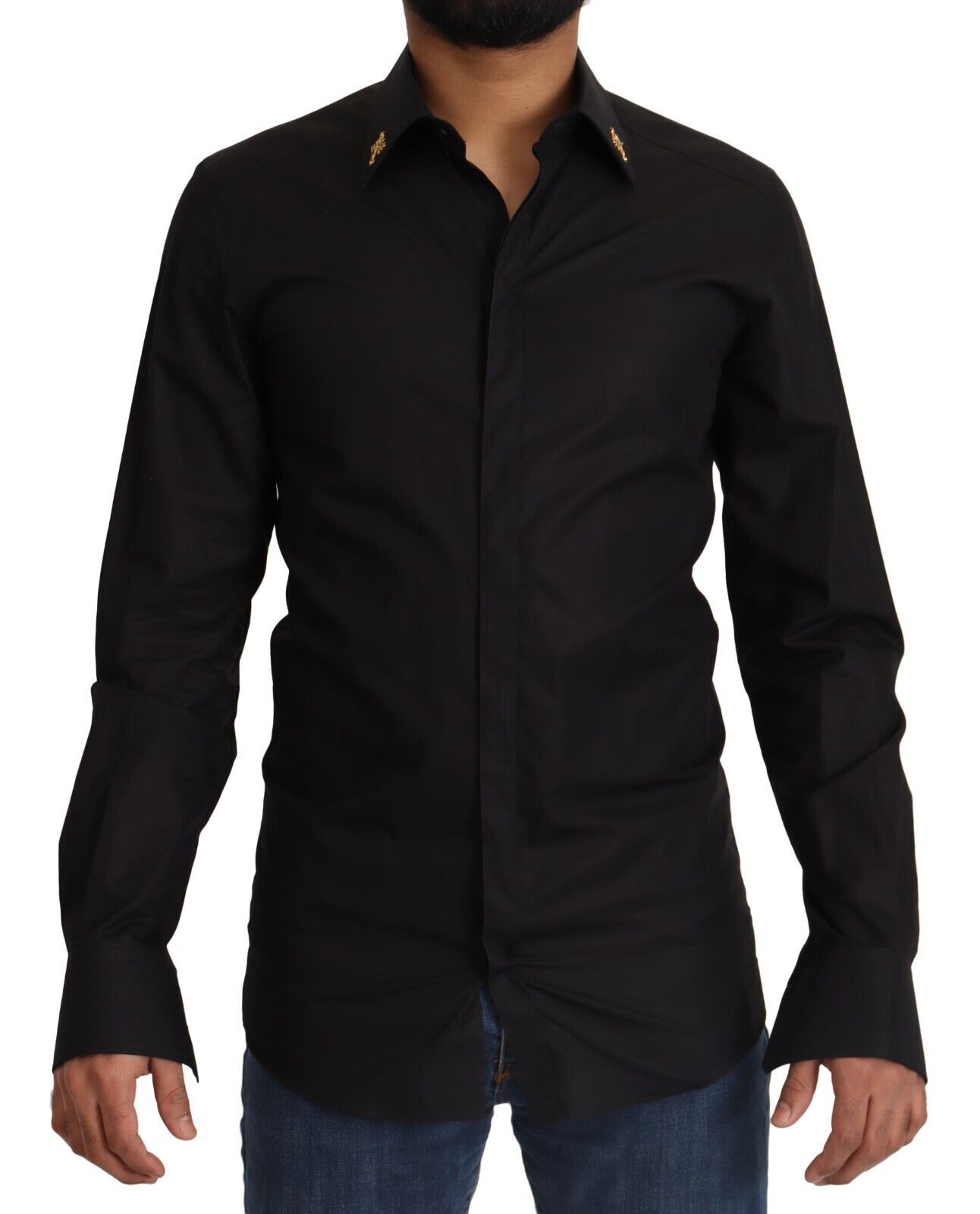 Dolce & Gabbana Elegant Slim Fit Black Cotton Dress Men's Shirt