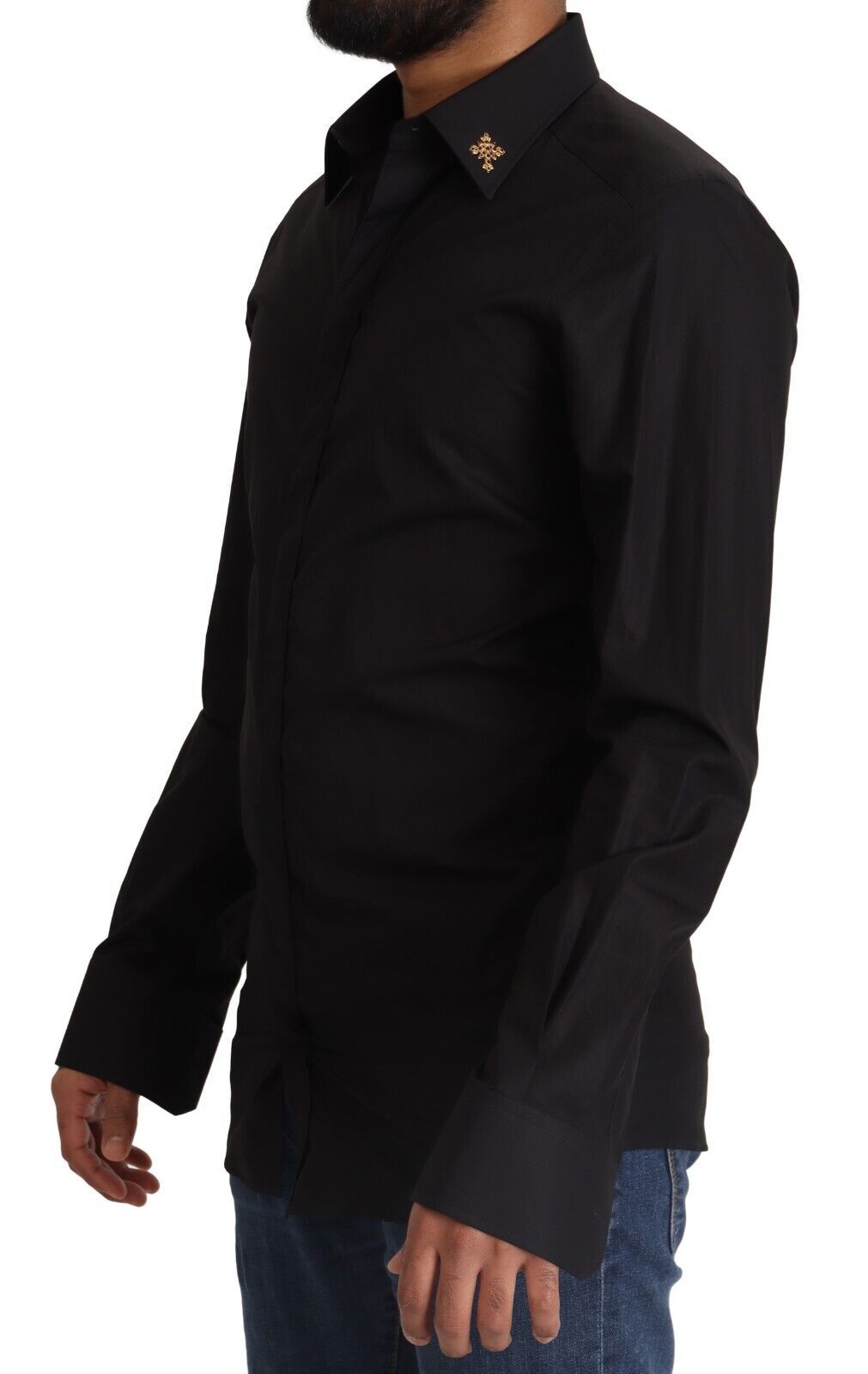 Dolce & Gabbana Elegant Slim Fit Black Cotton Dress Men's Shirt