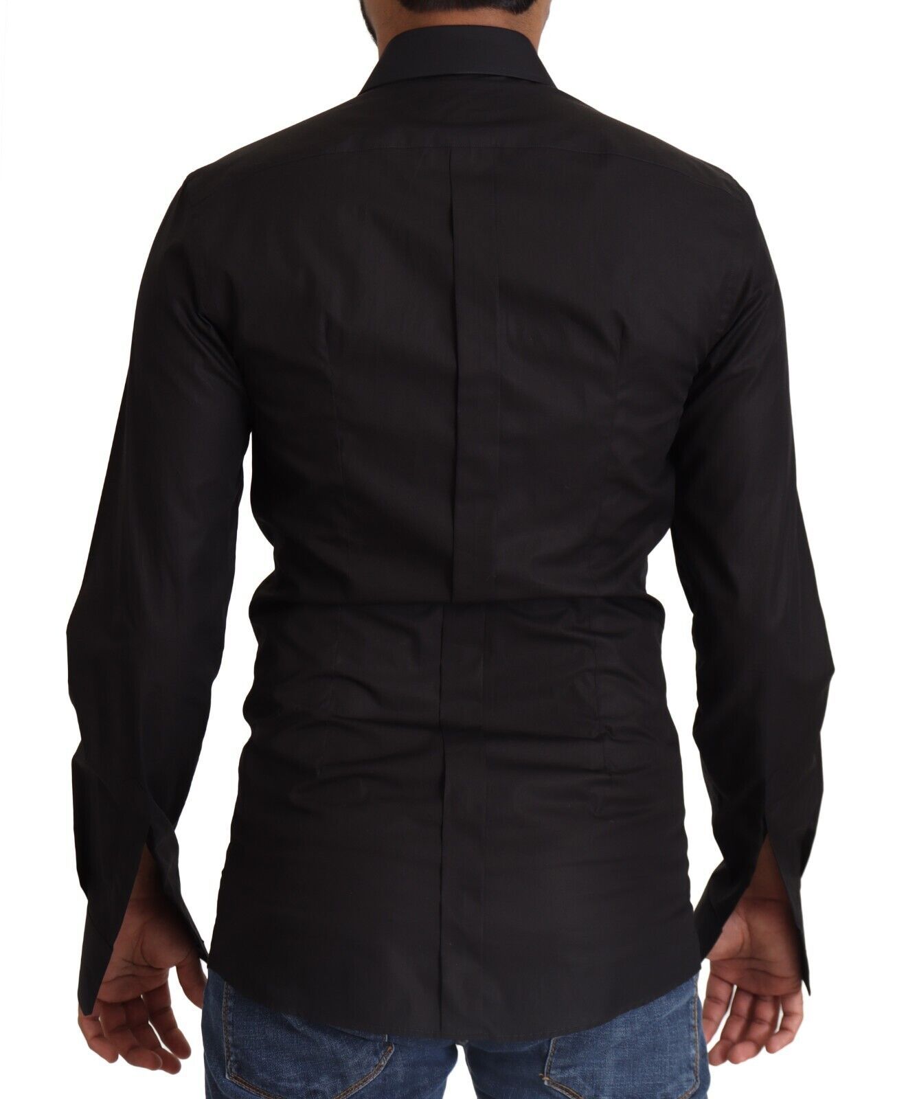 Dolce & Gabbana Elegant Slim Fit Black Cotton Dress Men's Shirt