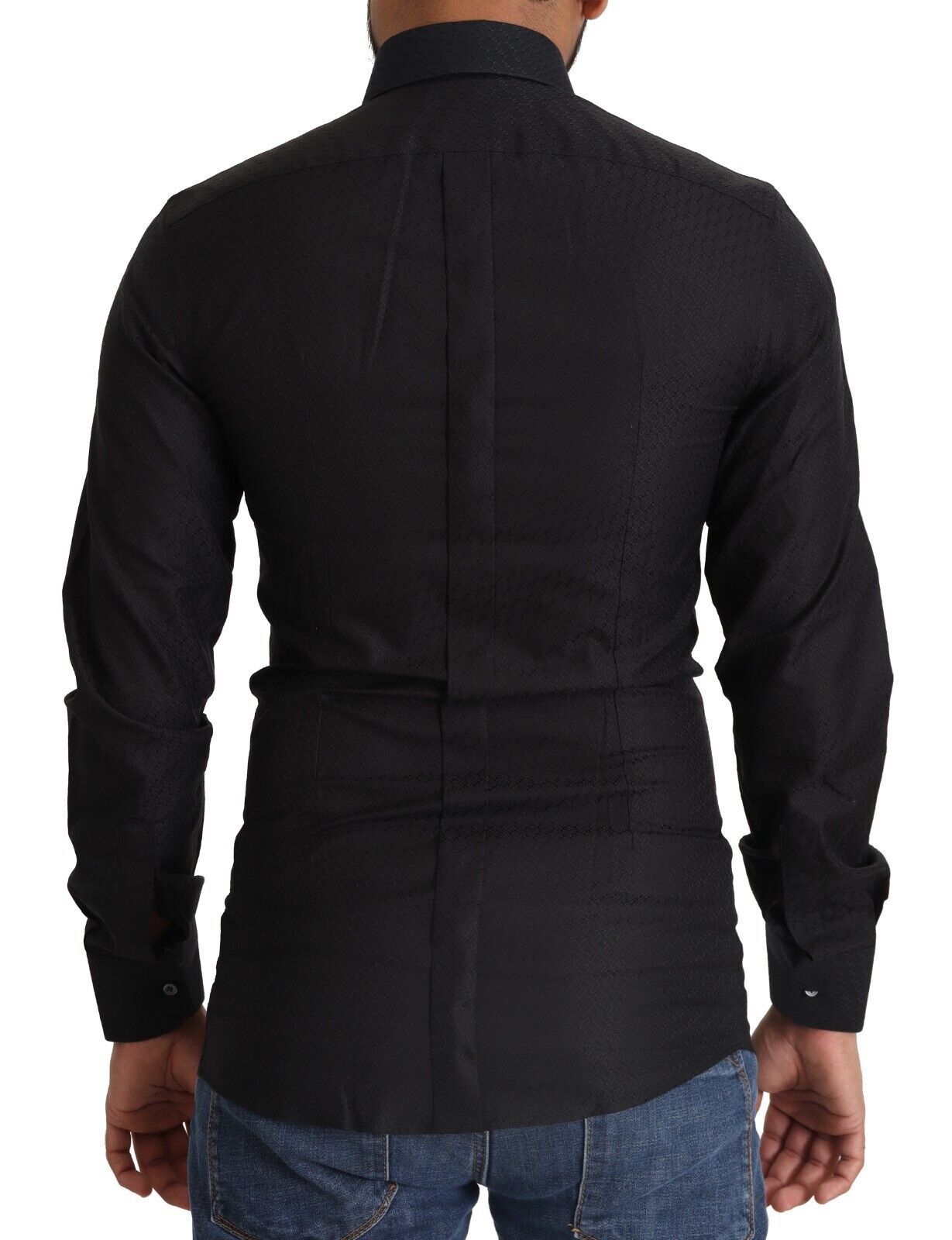 Dolce & Gabbana Black GOLD Cotton Slim Dress Formal Men's Shirt