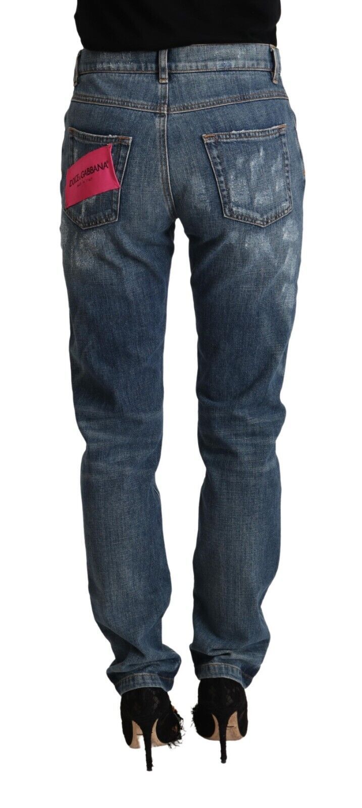 Dolce & Gabbana Blue Distressed Denim BOYFRIEND Skinny Women's Jeans