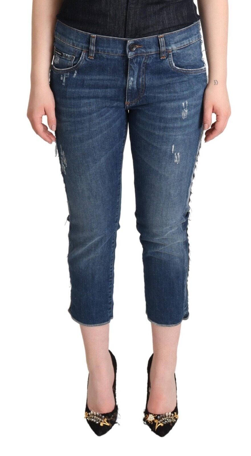 Dolce & Gabbana Elegant Mid-Waist Cropped Women's Denim