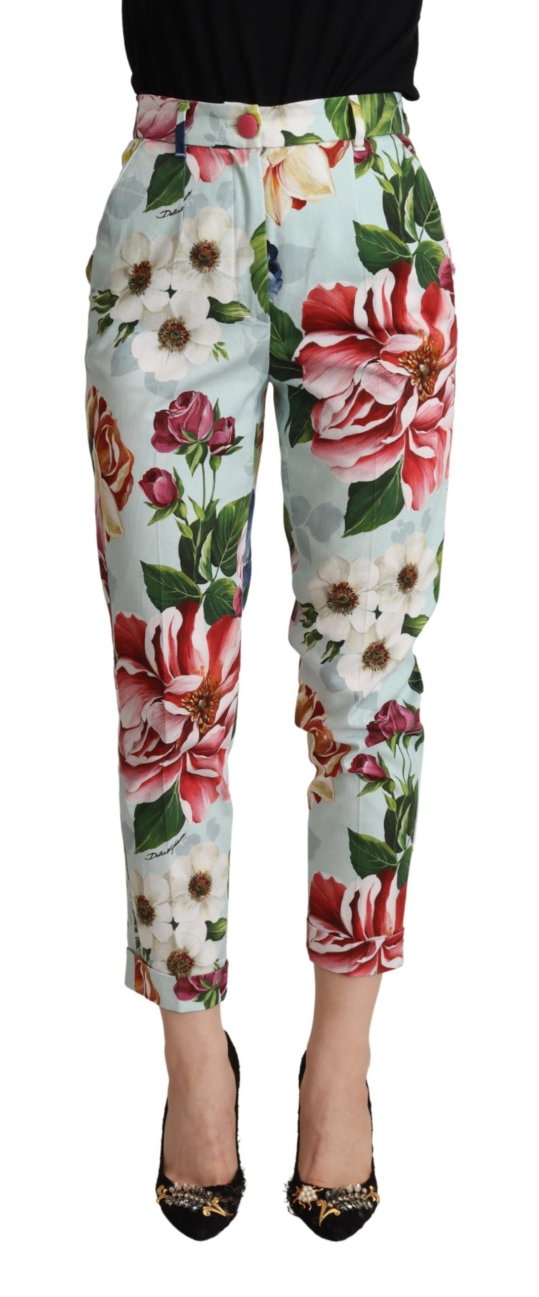 Dolce & Gabbana Elevate Your Chic with Floral Tapered Women's Pants
