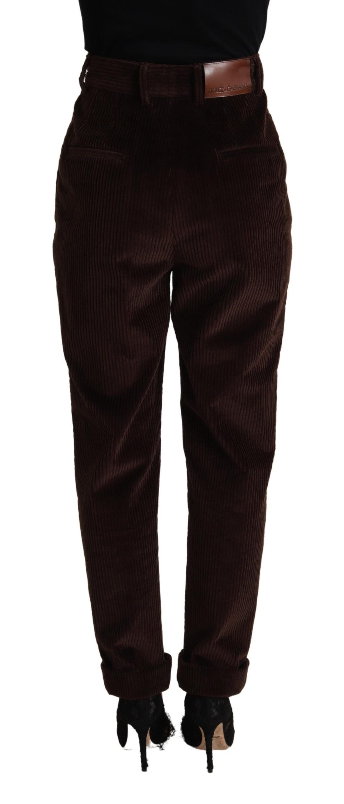 Dolce & Gabbana Bordeaux Corduroy Cotton Trouser Tapered Women's Pants