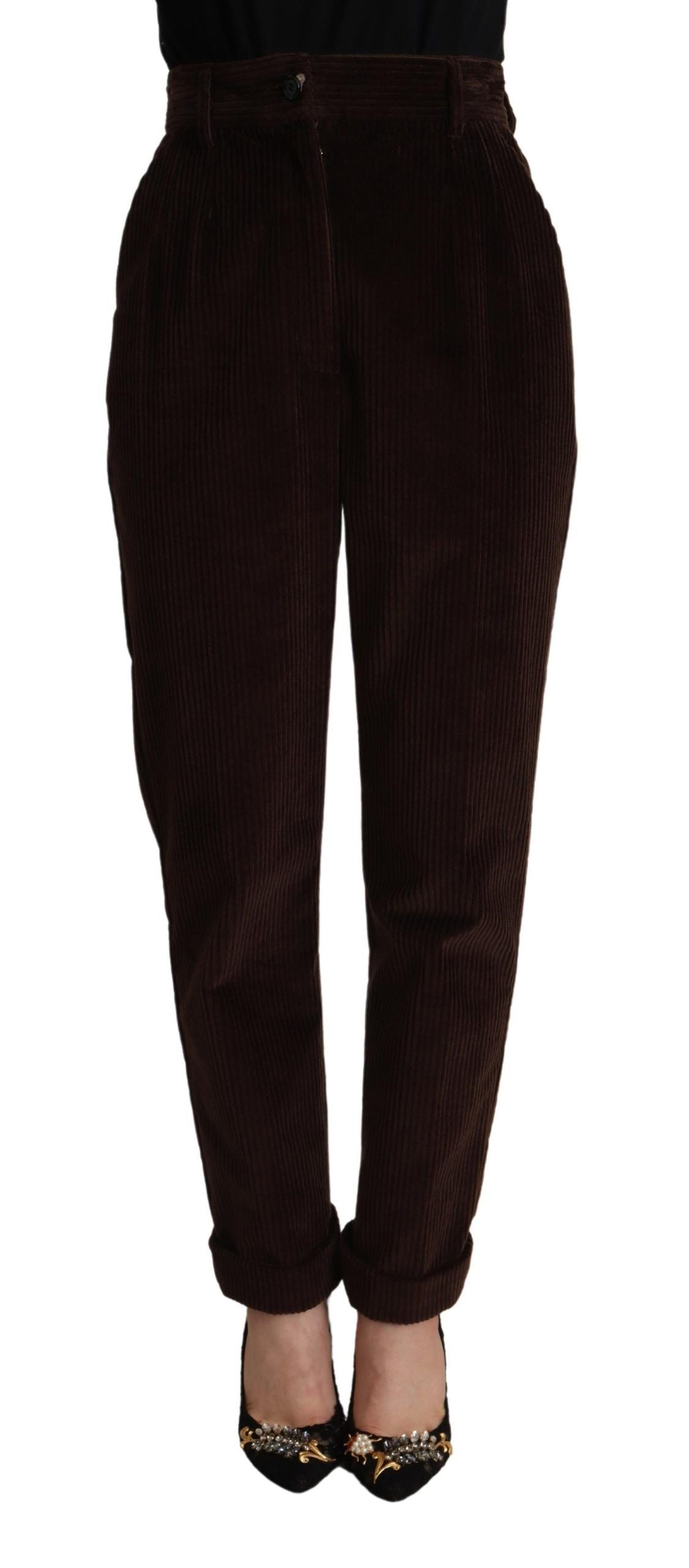Dolce & Gabbana Bordeaux Corduroy Cotton Trouser Tapered Women's Pants
