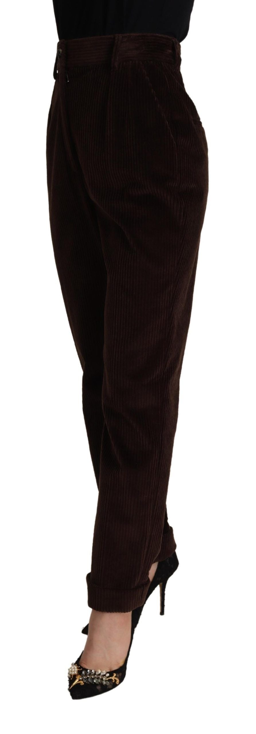 Dolce & Gabbana Bordeaux Corduroy Cotton Trouser Tapered Women's Pants