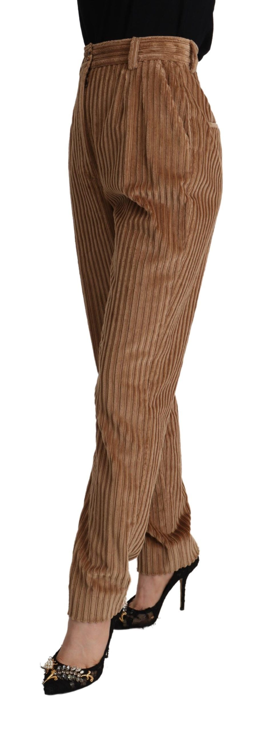 Dolce & Gabbana Elegant High-Waisted Tapered Corduroy Women's Pants