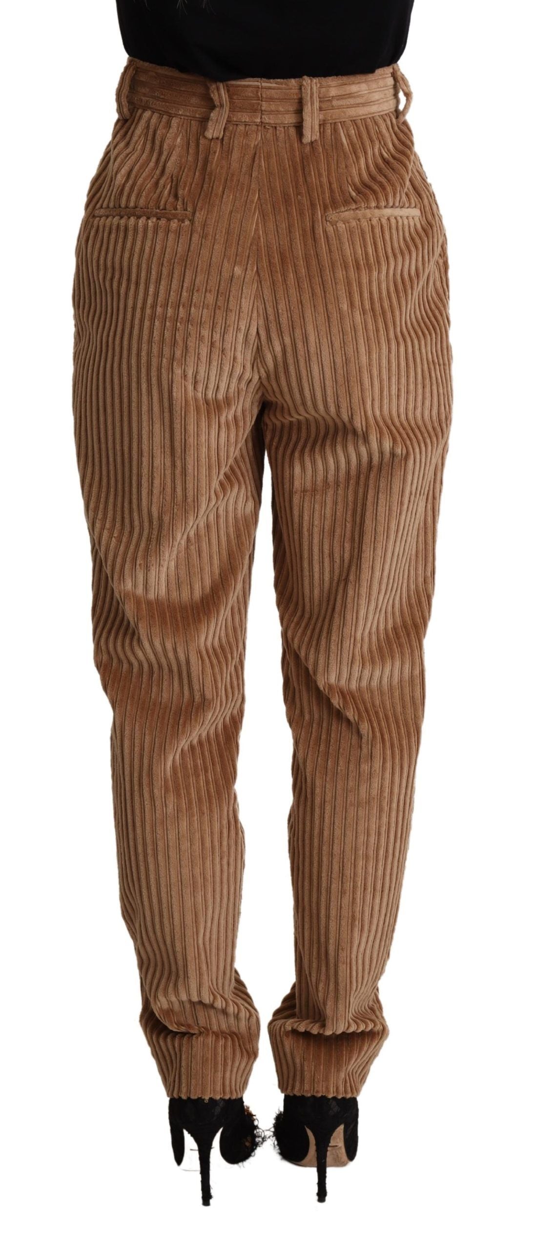 Dolce & Gabbana Brown Corduroy Cotton Trouser Tapered Women's Pants