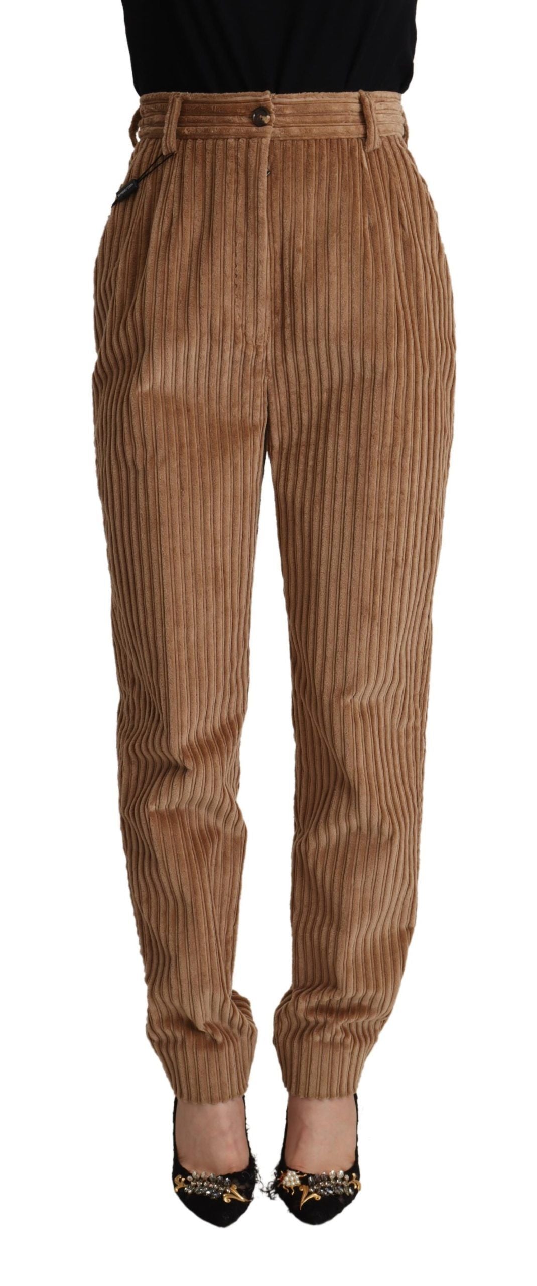 Dolce & Gabbana Elegant High-Waisted Tapered Corduroy Women's Pants