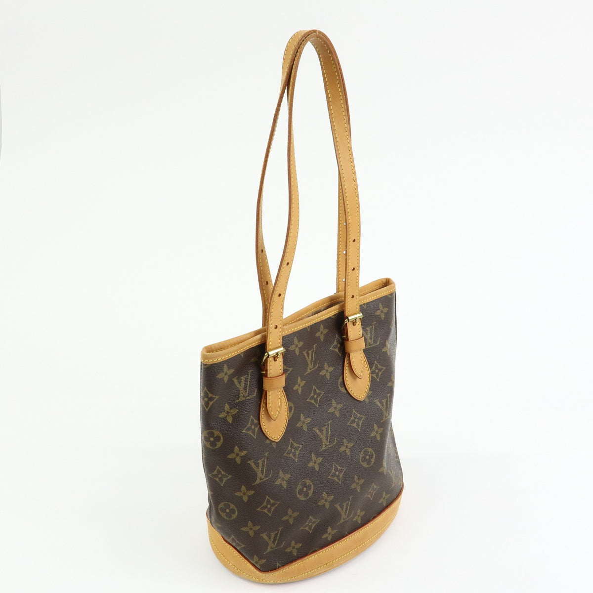Louis Vuitton Petit Bucket Monogram Canvas Brown Canvas Handbag (Pre-Owned)