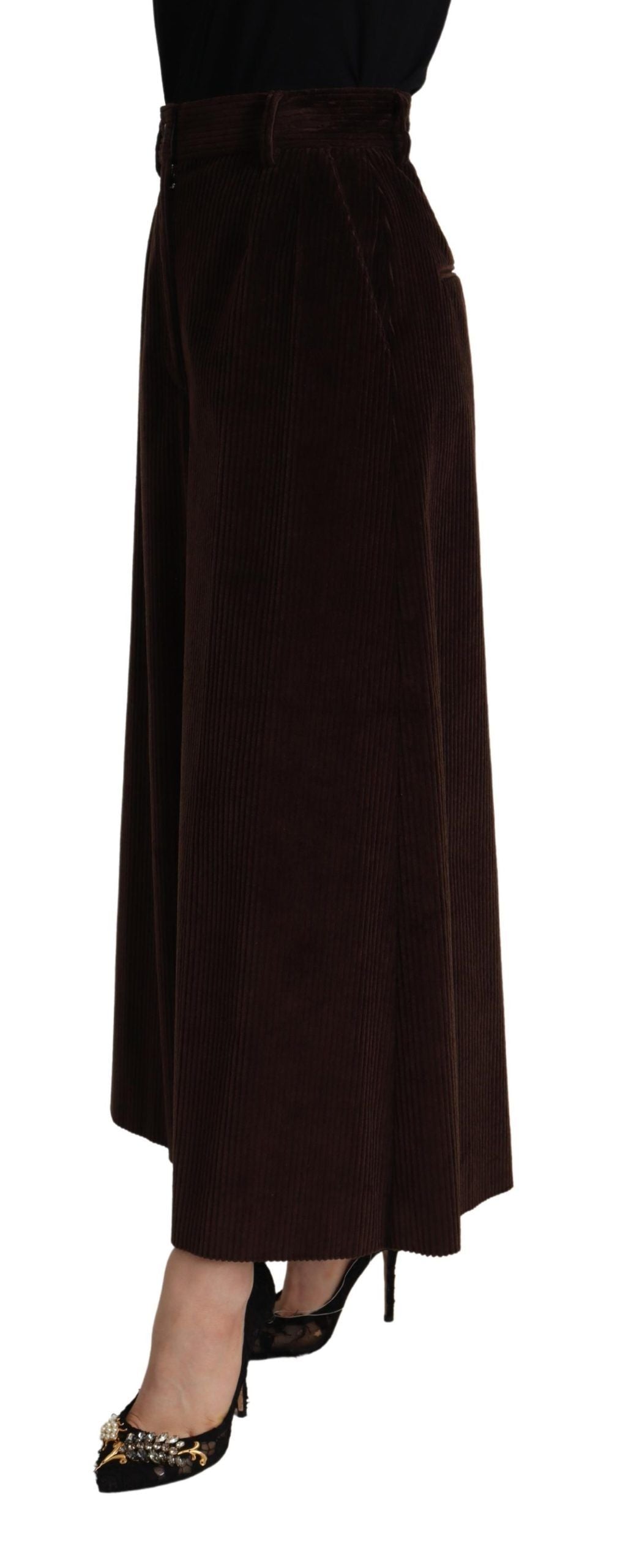 Dolce & Gabbana Chic Bordeaux High-Waisted Corduroy Women's Pants