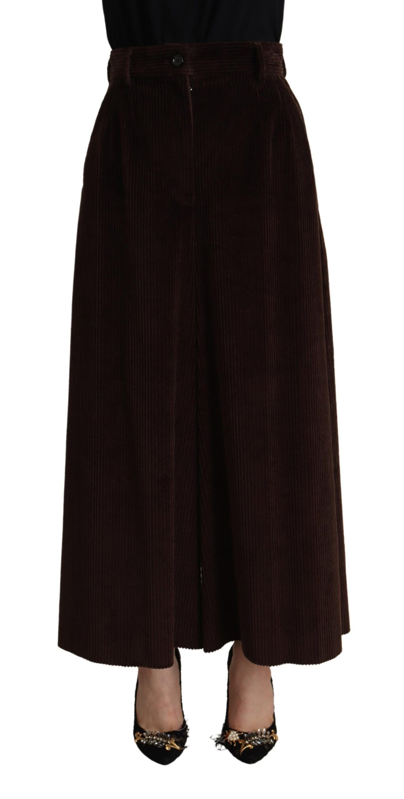 Dolce & Gabbana Chic Bordeaux High-Waisted Corduroy Women's Pants
