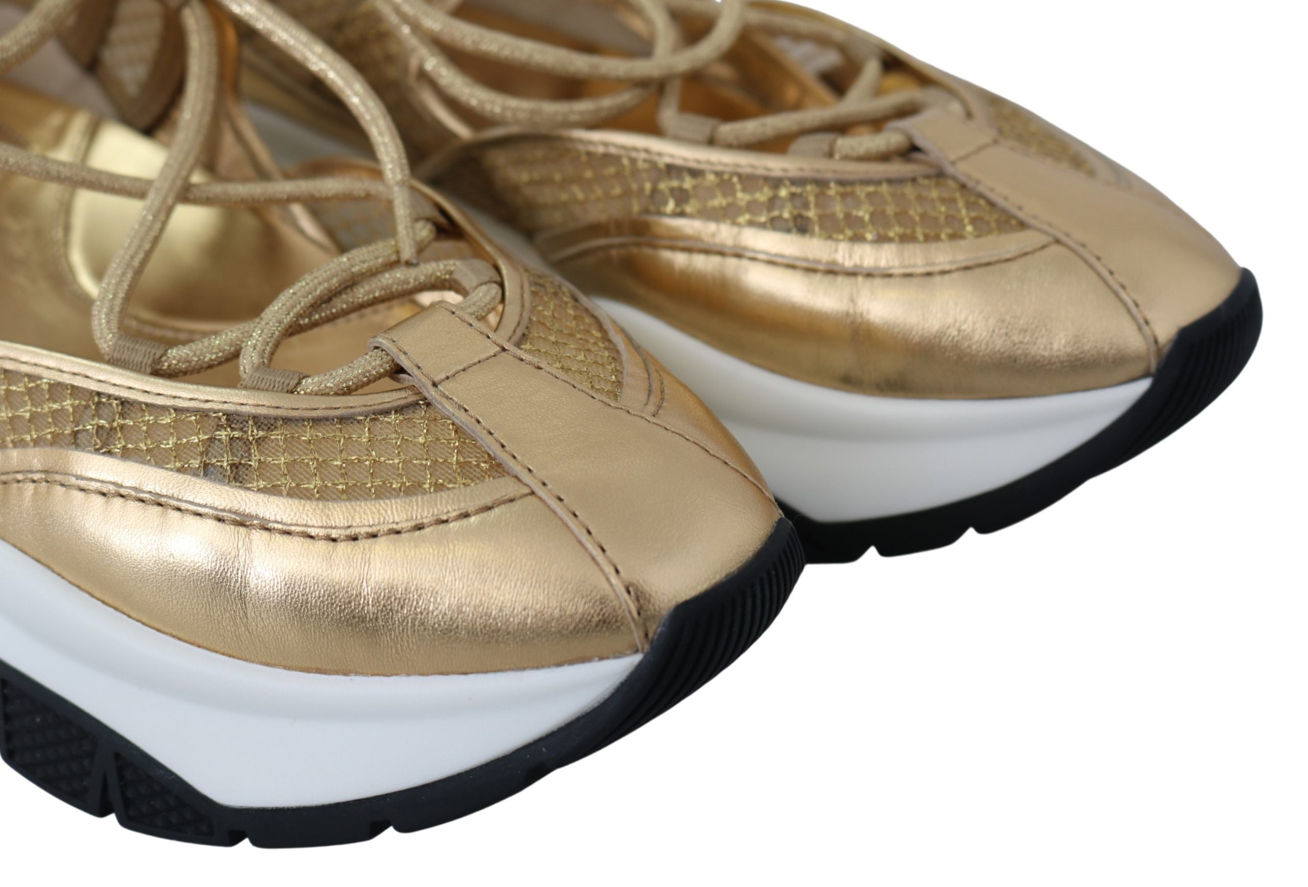 Jimmy Choo Gold Mesh Leather Michigan Women's Sneakers
