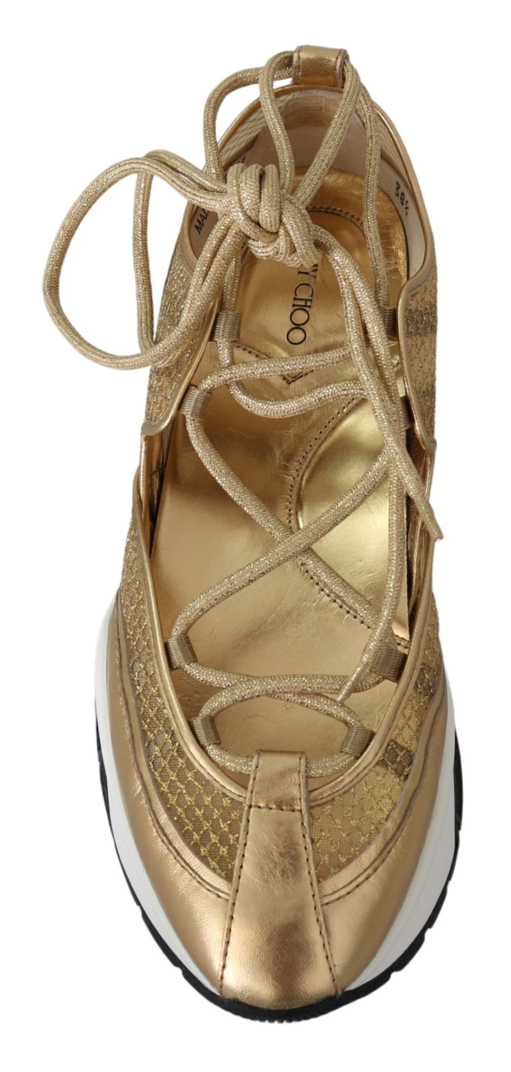 Jimmy Choo Gold Mesh Leather Michigan Women's Sneakers