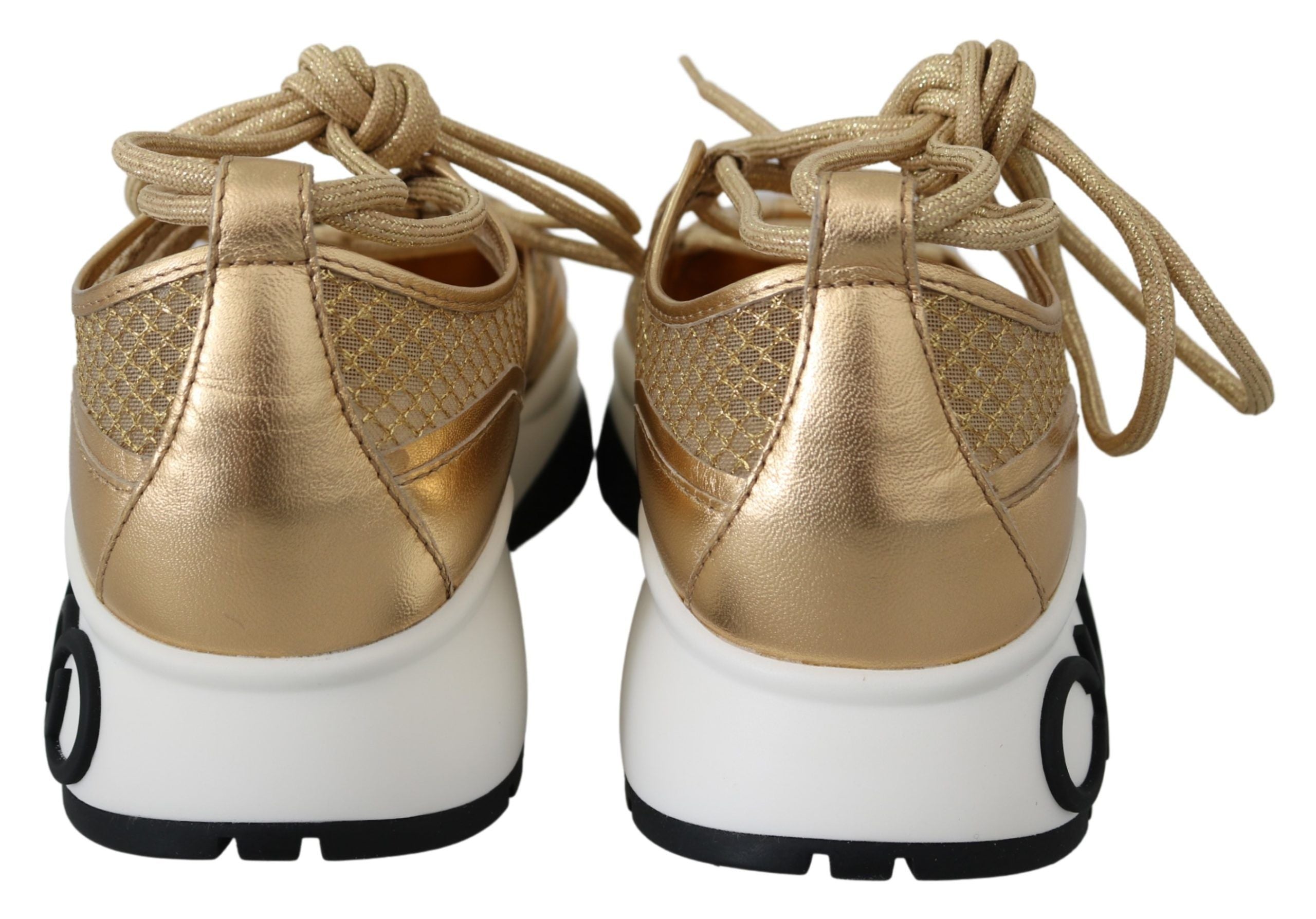 Jimmy Choo Gold Mesh Leather Michigan Women's Sneakers