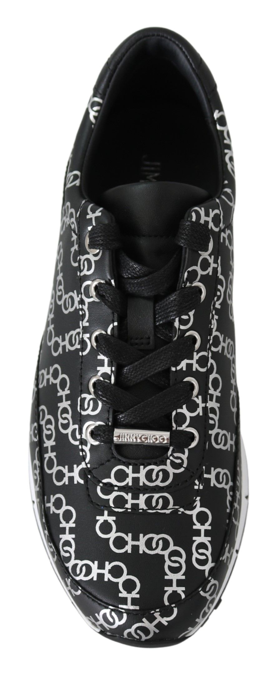 Jimmy Choo Black and Silver Leather Monza Women's Sneakers