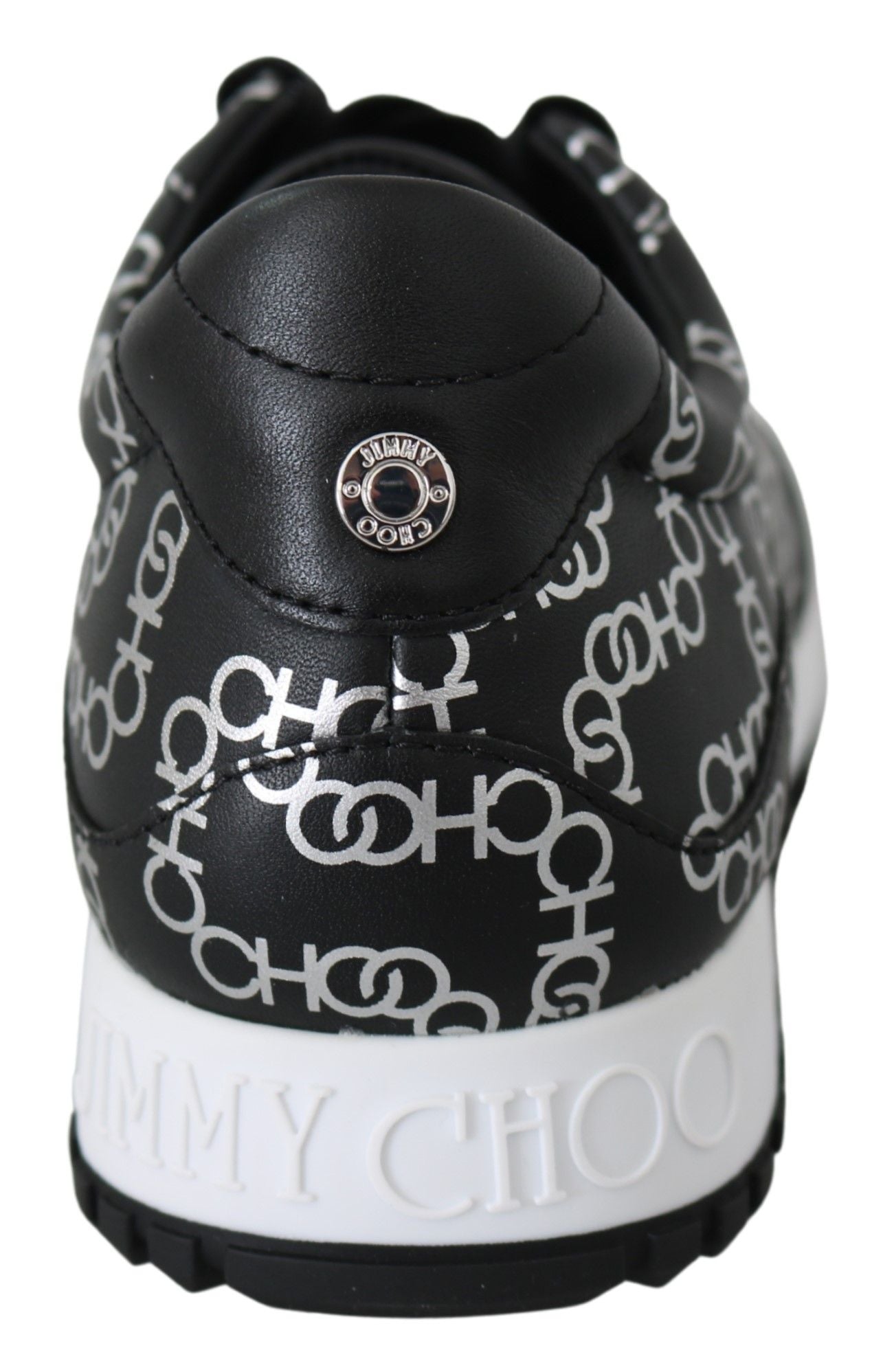 Jimmy Choo Elegant Black & Silver Leather Women's Sneakers