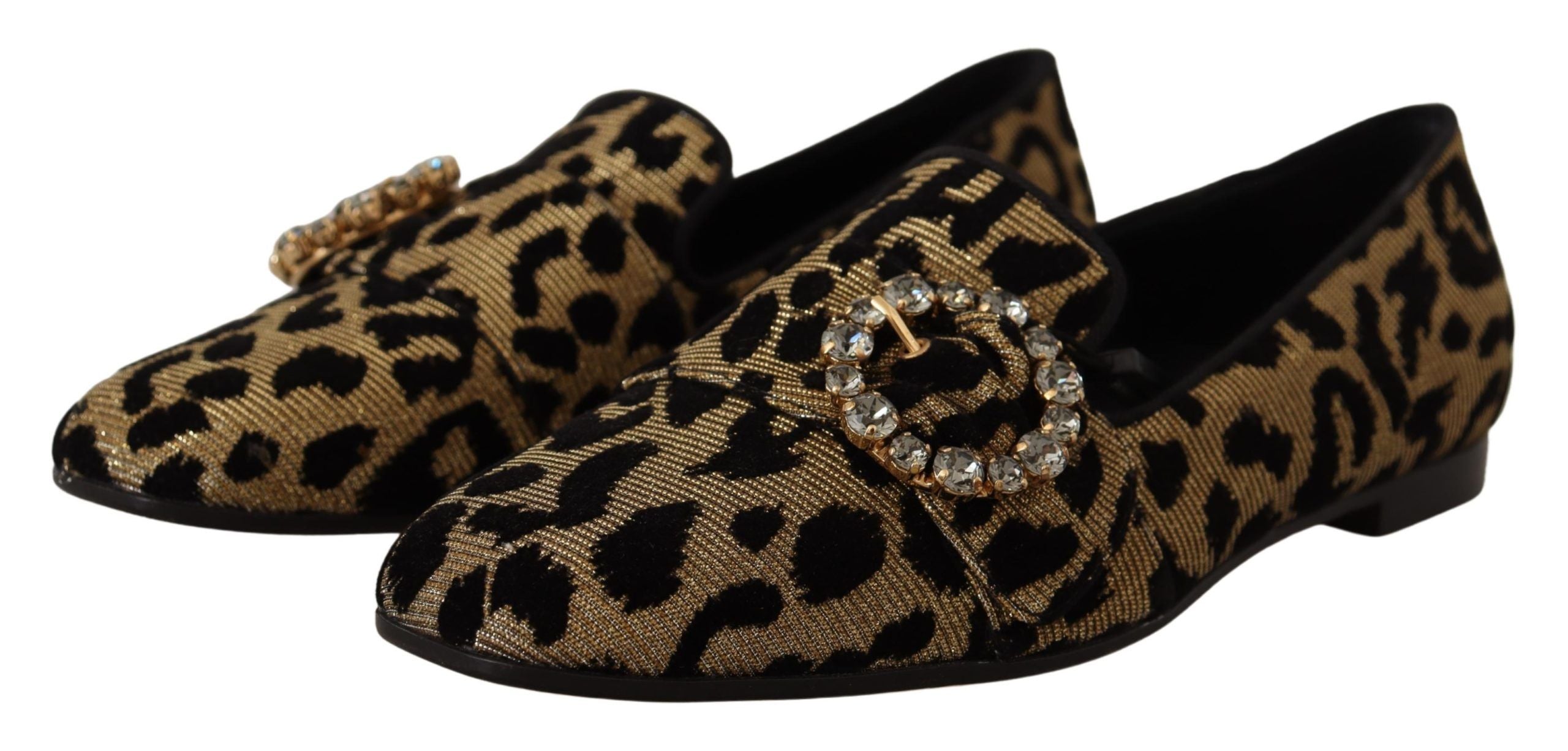 Dolce & Gabbana Elegant Leopard Crystal Gem Women's Loafers