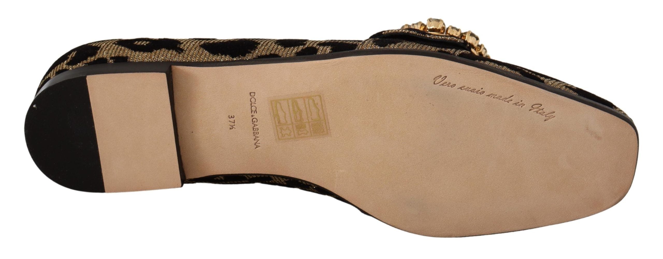 Dolce & Gabbana Elegant Leopard Crystal Gem Women's Loafers