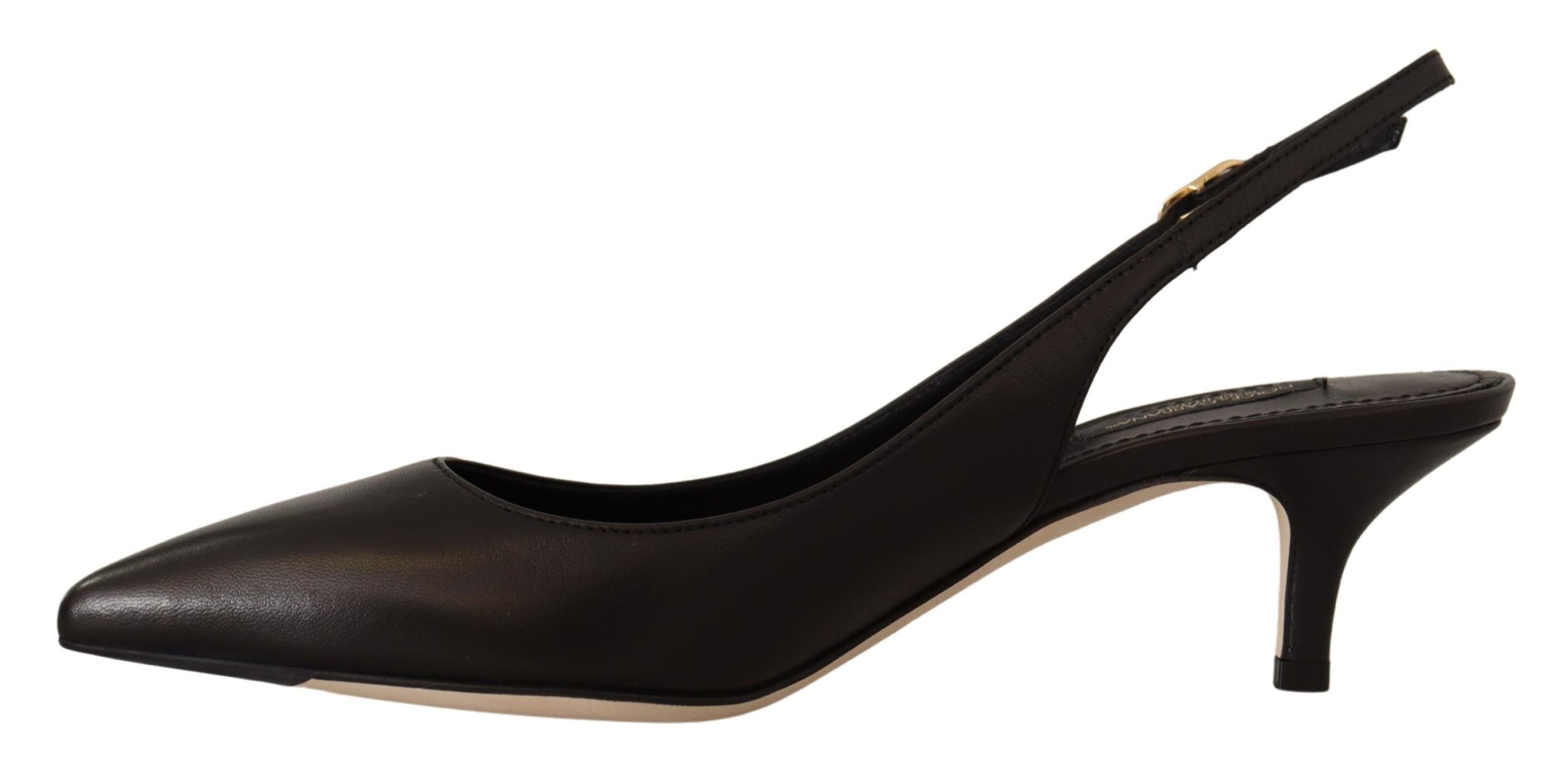 Dolce & Gabbana Black Leather Slingbacks Heels Pumps Women's Shoes