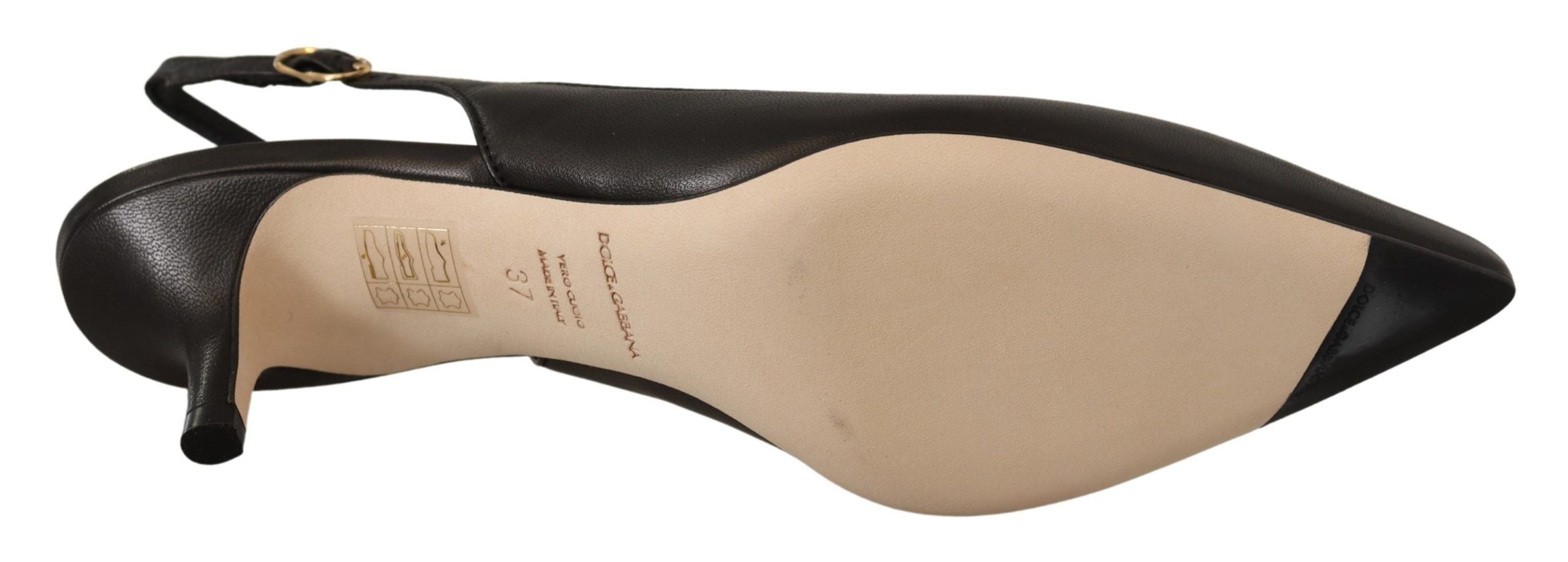 Dolce & Gabbana Elegant Black Leather Slingbacks Women's Heels