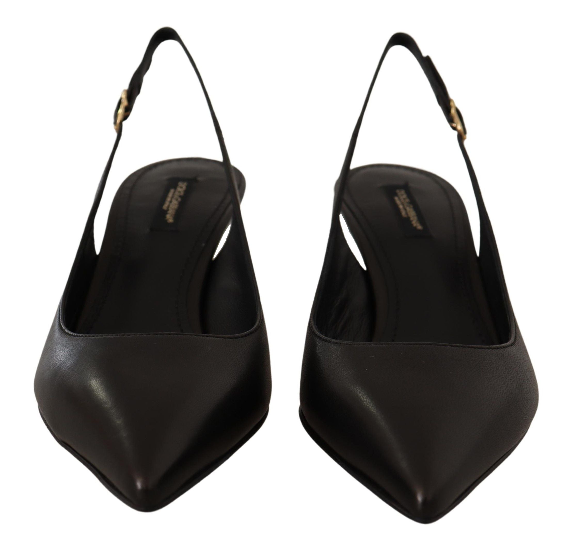Dolce & Gabbana Black Leather Slingbacks Heels Pumps Women's Shoes