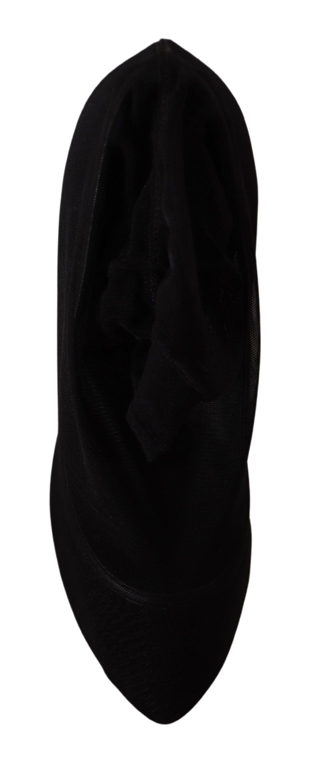 Dolce & Gabbana Black Tulle Stretch Boots Pumps Women's Shoes