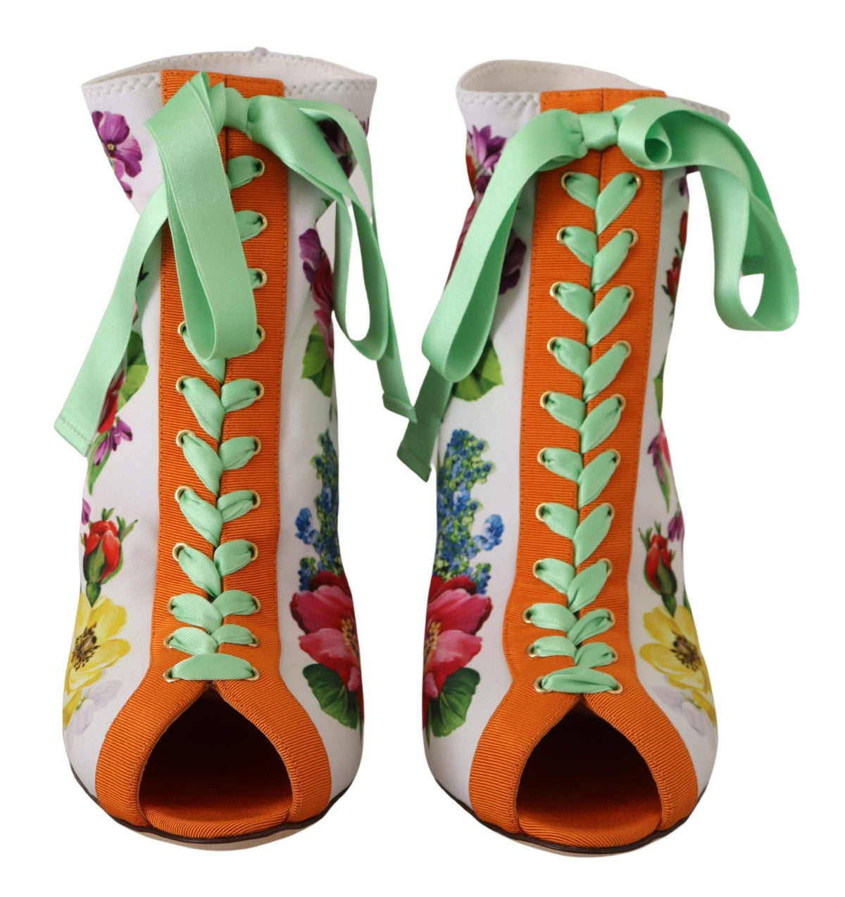 Dolce & Gabbana White Jersey Stretch Boots Open Toes Heels Women's Shoes