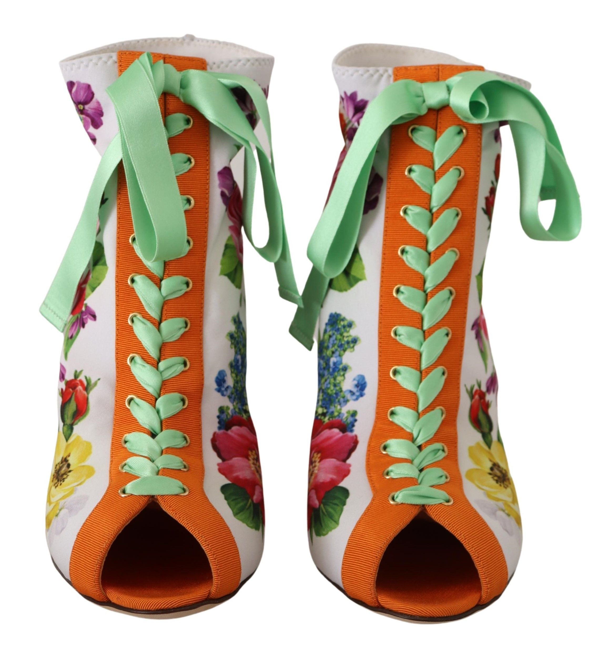 Dolce & Gabbana White Jersey Stretch Boots Open Toes Heels Women's Shoes
