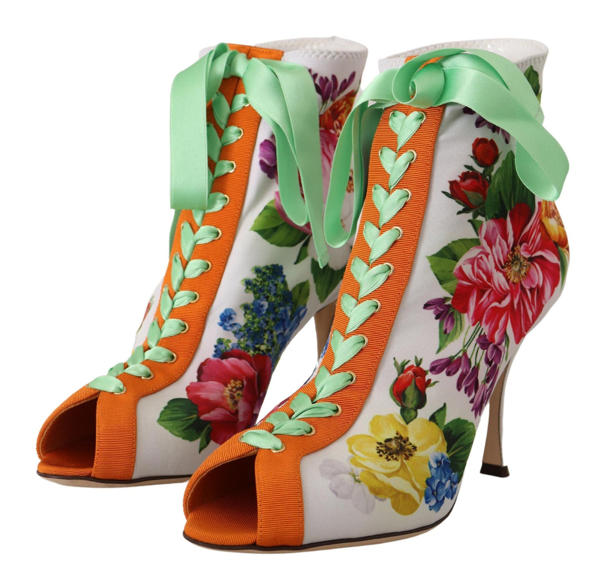 Dolce & Gabbana White Jersey Stretch Boots Open Toes Heels Women's Shoes