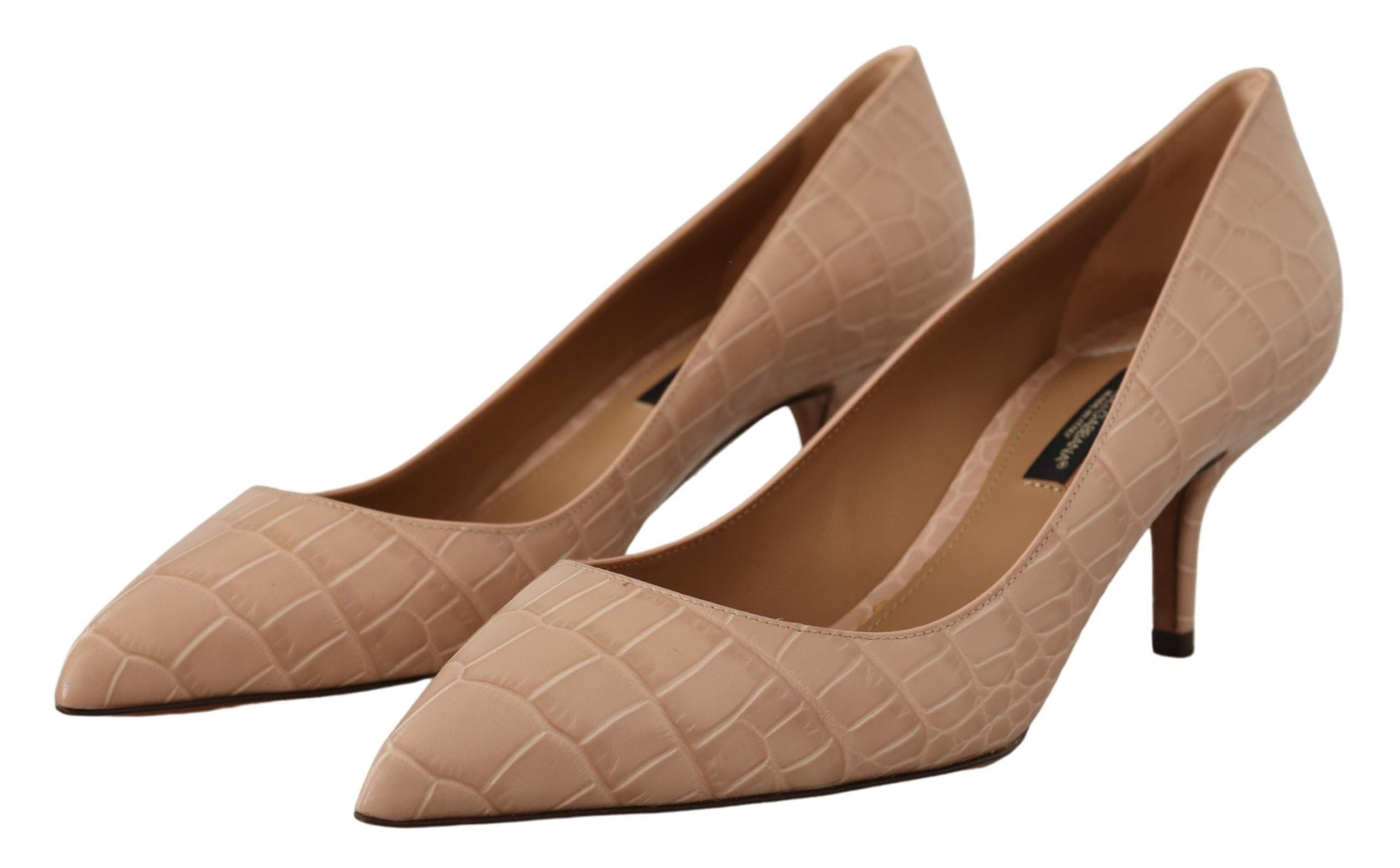 Dolce & Gabbana Beige Leather Pointed Heels Pumps Women's Shoes