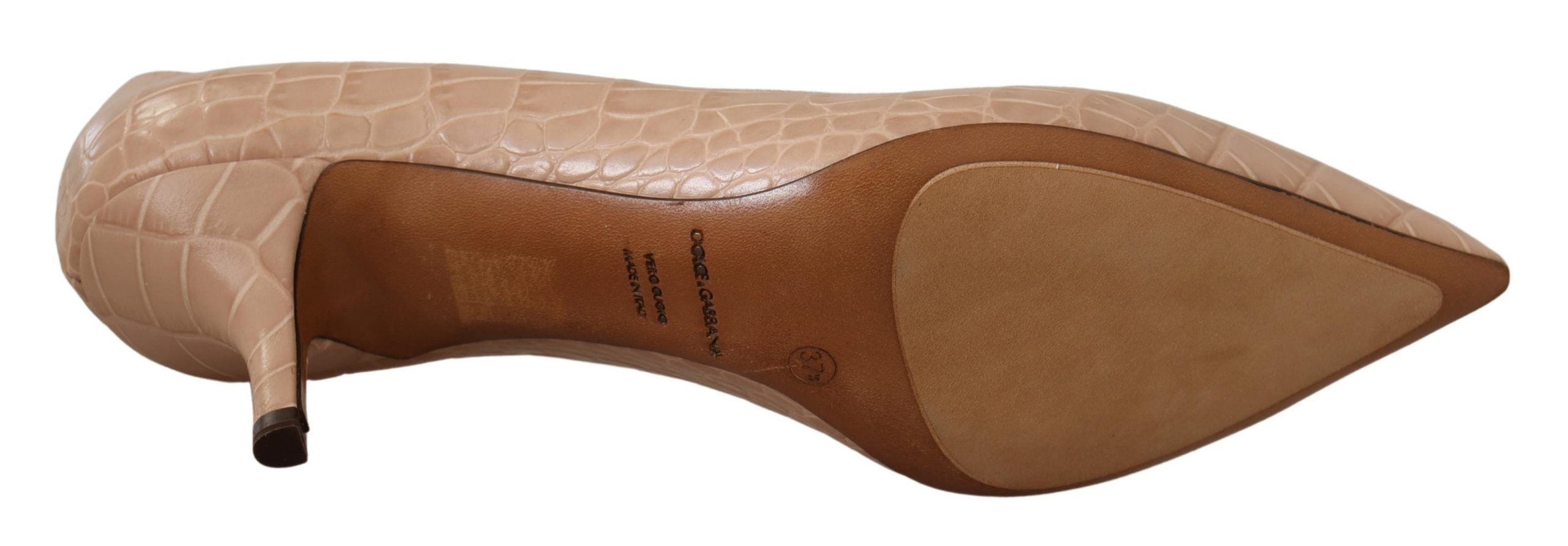 Dolce & Gabbana Beige Leather Pointed Heels Pumps Women's Shoes