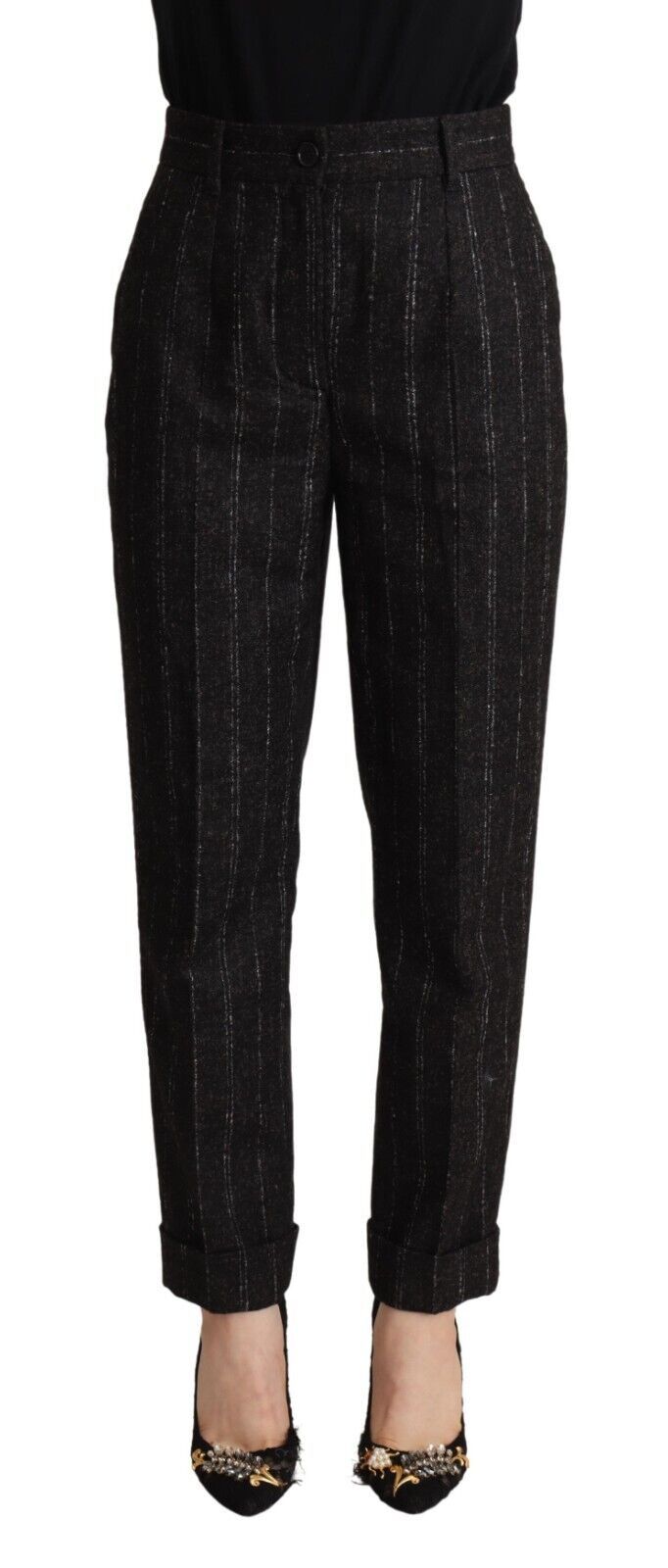 Dolce & Gabbana Elegant High-Waisted Striped Tapered Women's Pants