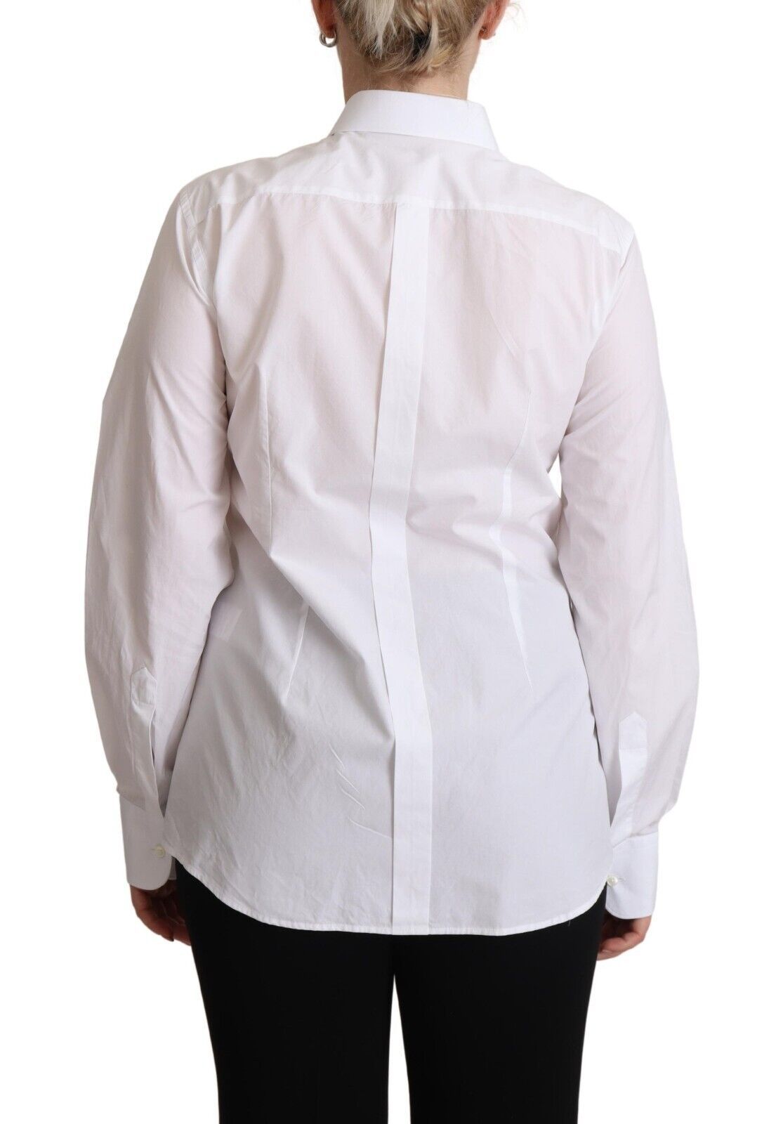 Dolce & Gabbana White Cotton Dress Collared Long Sleeves Shirt Women's Top