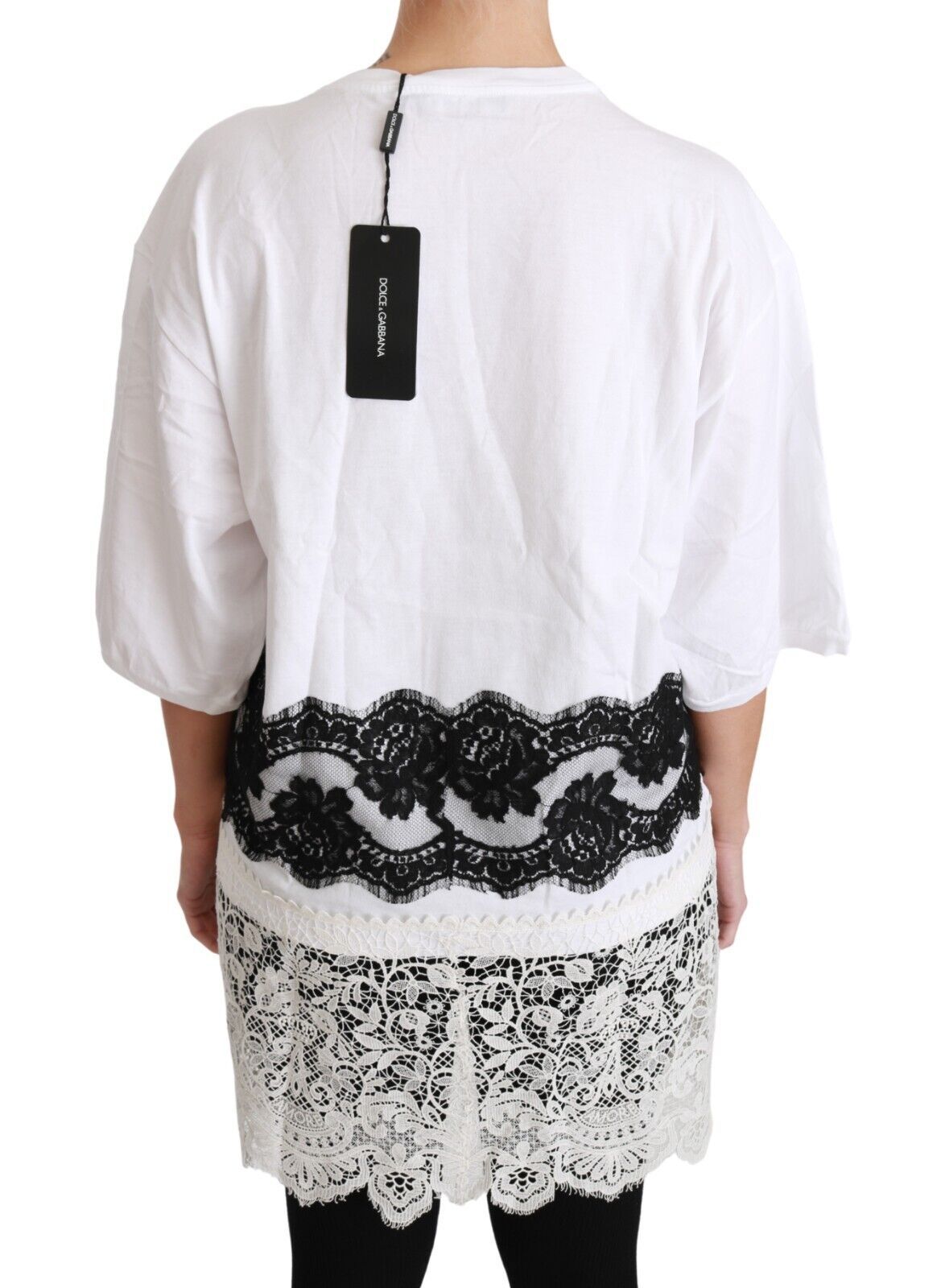 Dolce & Gabbana White Fashion Sinner Cotton Lace T-shirt Women's Top