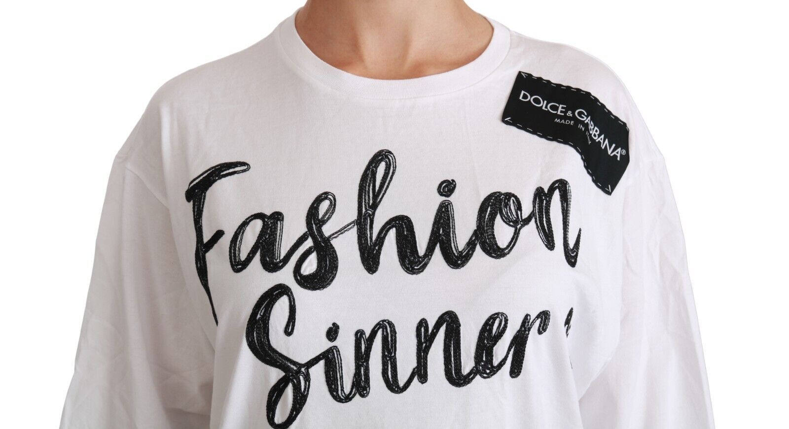 Dolce & Gabbana White Fashion Sinner Cotton Lace T-shirt Women's Top