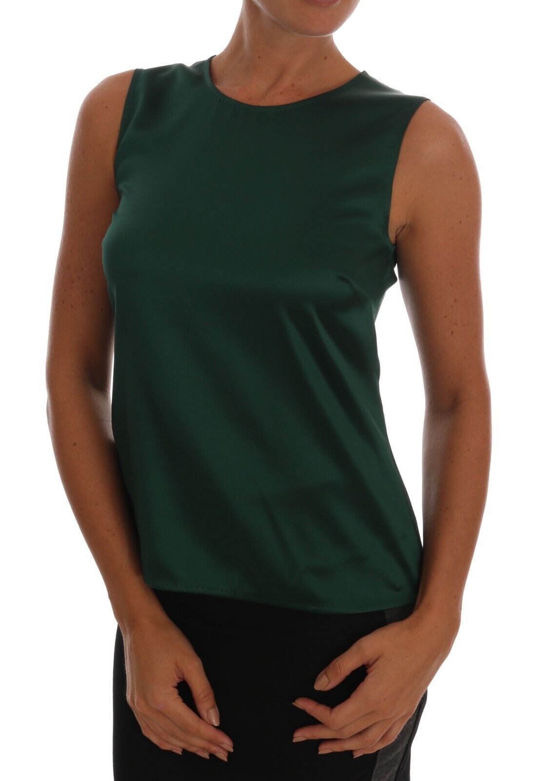 Dolce & Gabbana Sleeveless Silk Top in Dark Women's Green