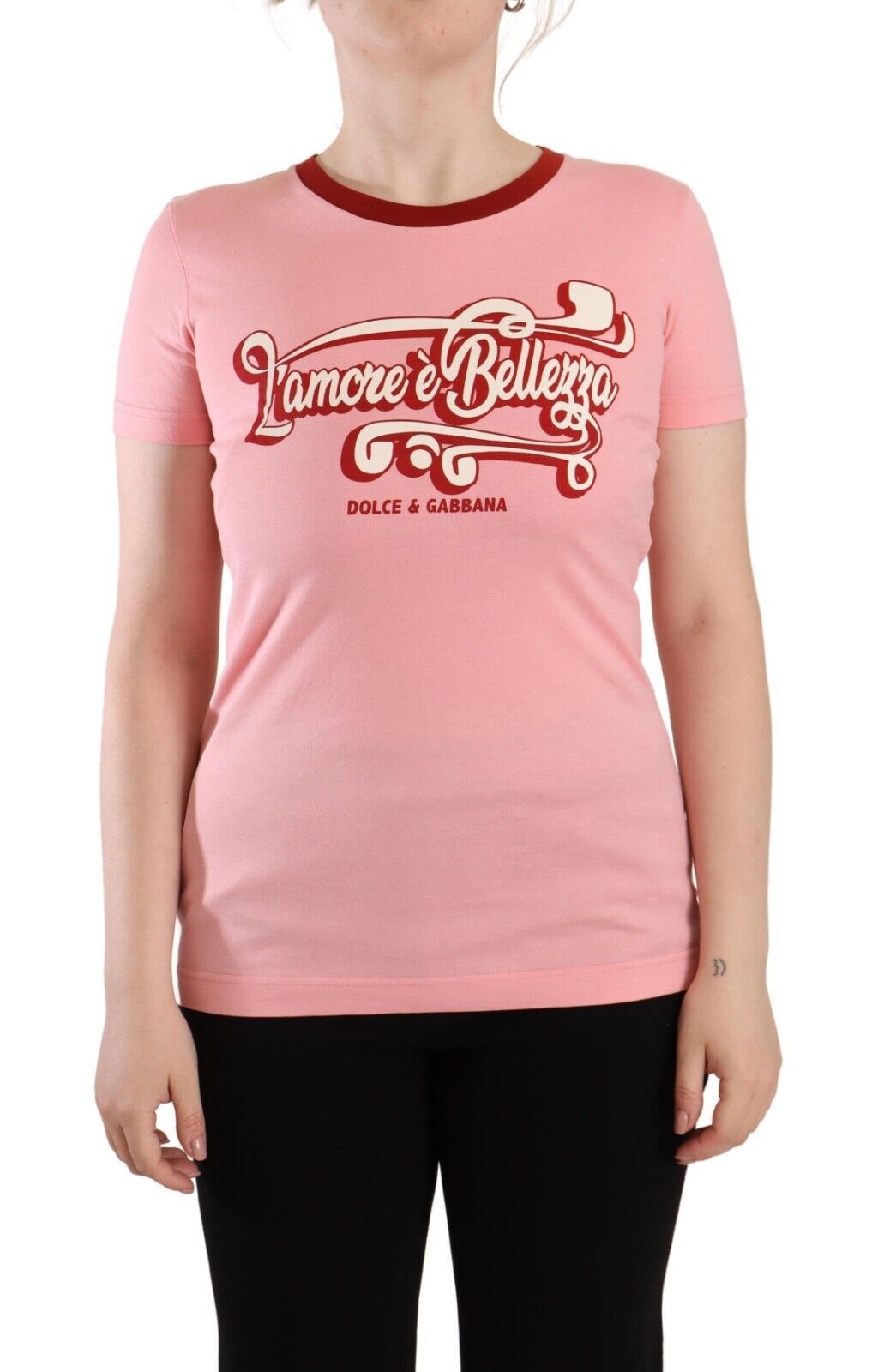 Dolce & Gabbana Chic Pink Logo Crew Neck Women's Tee