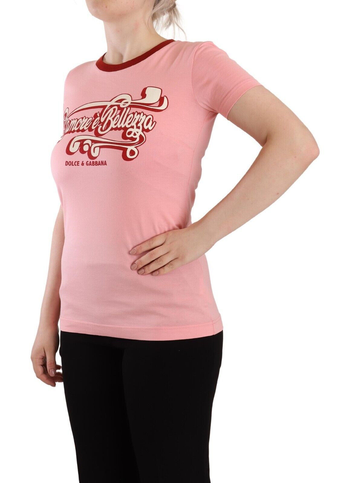 Dolce & Gabbana Chic Pink Logo Crew Neck Women's Tee