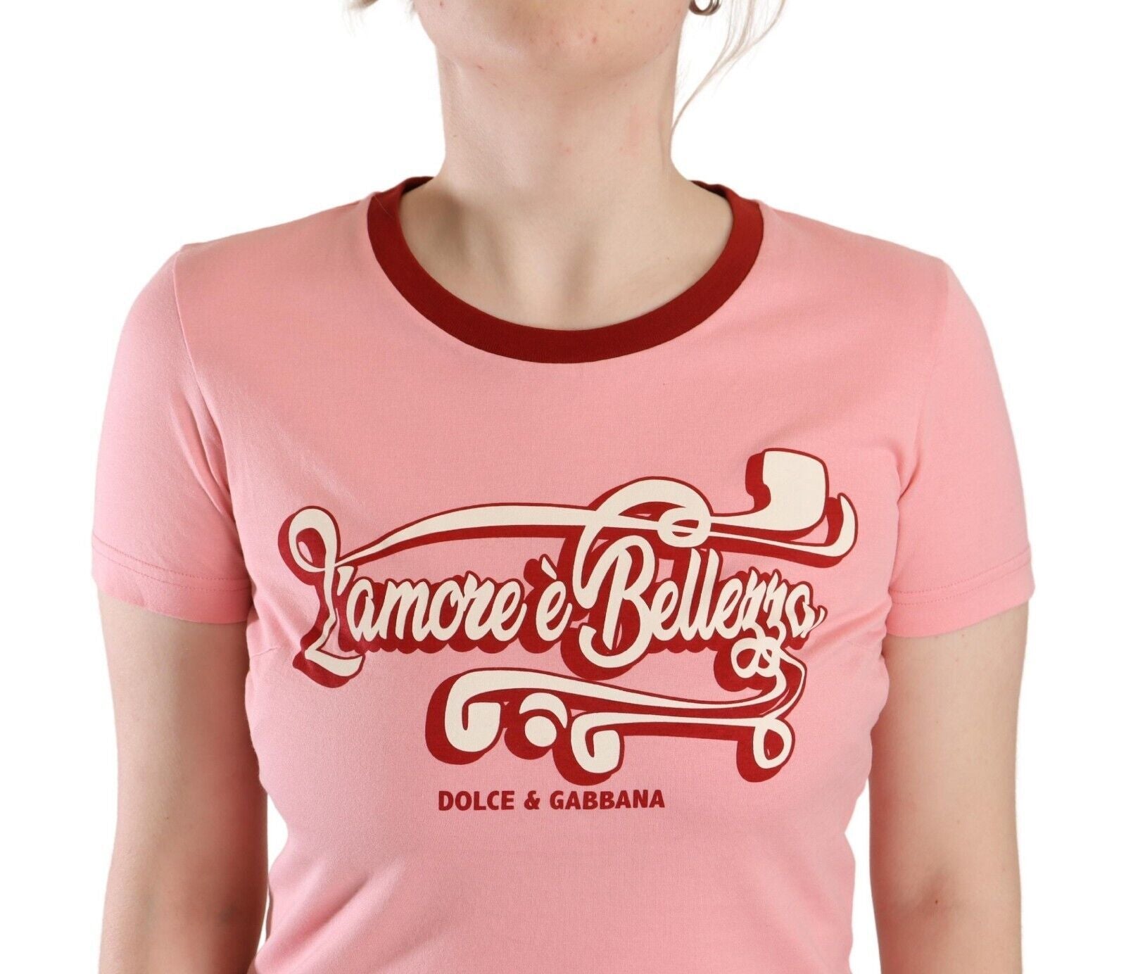 Dolce & Gabbana Chic Pink Logo Crew Neck Women's Tee